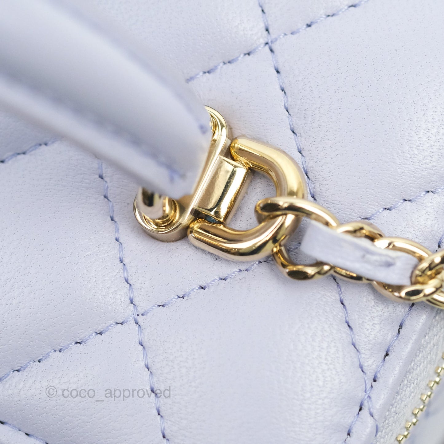 Chanel Vanity Rectangular Top Handle Light Purple Lilac Lambskin Gold Hardware