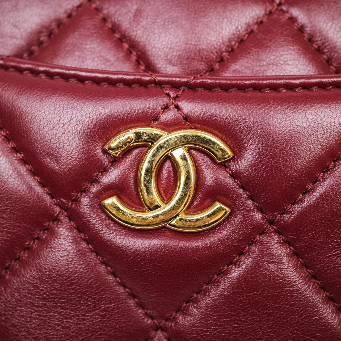 Chanel Small Camera Bag Burgundy Lambskin Gold Hardware
