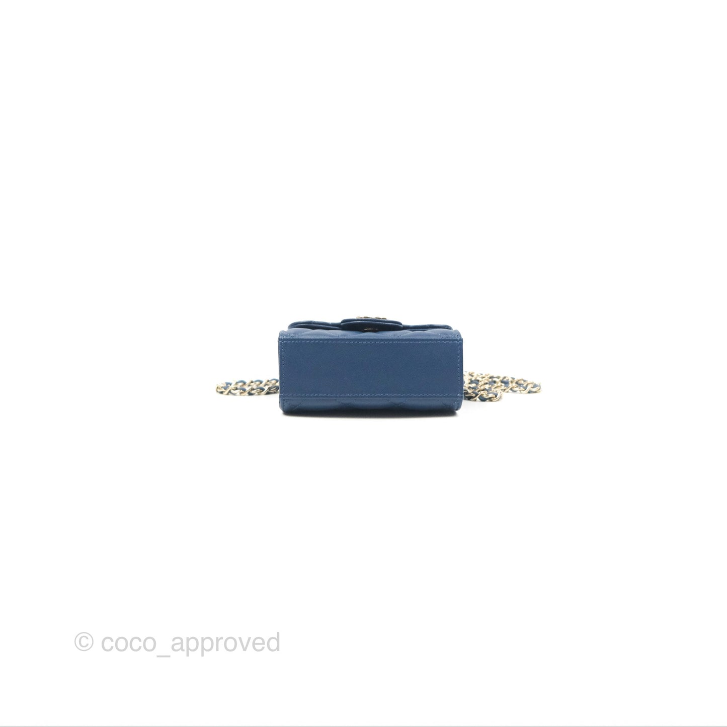 Chanel Mini Handle Clutch With Chain Navy Lambskin Gold Hardware