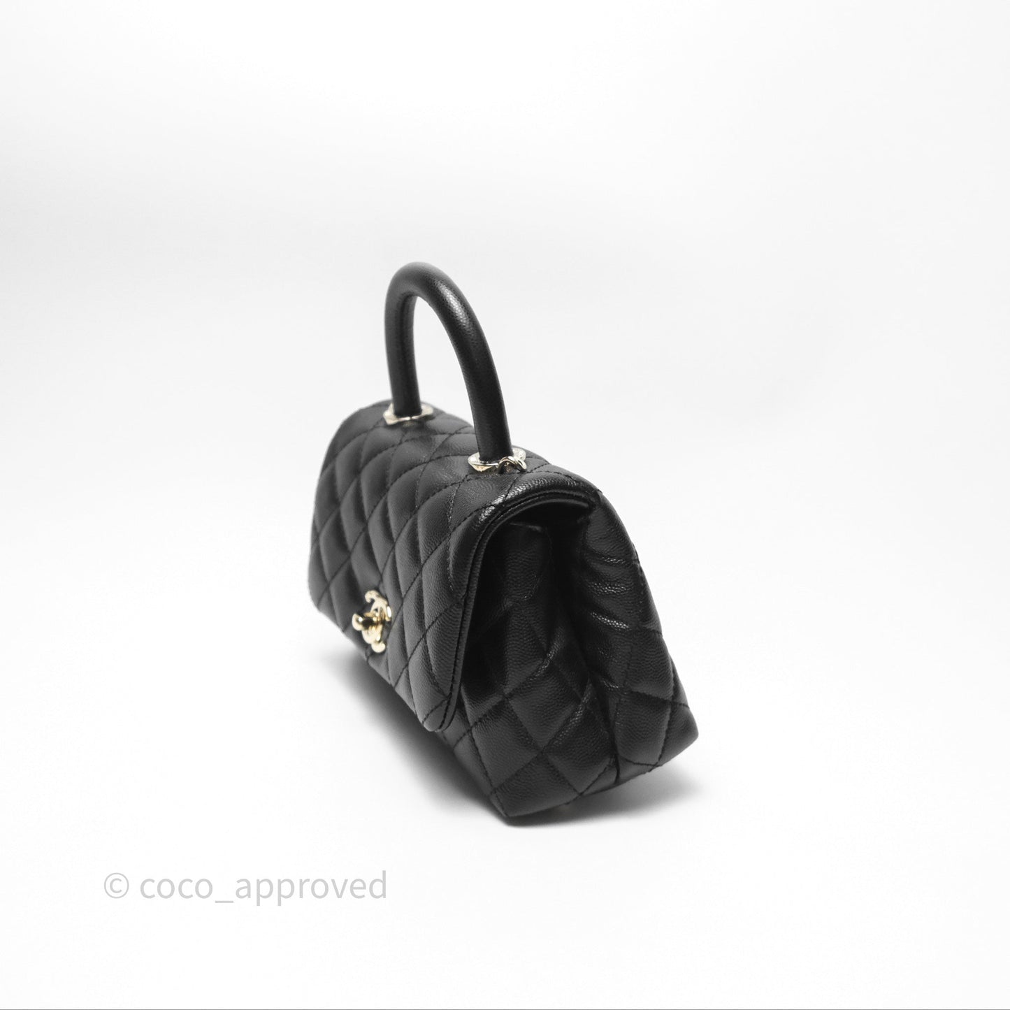 Chanel Mini Coco Handle Quilted Black Caviar Gold Hardware