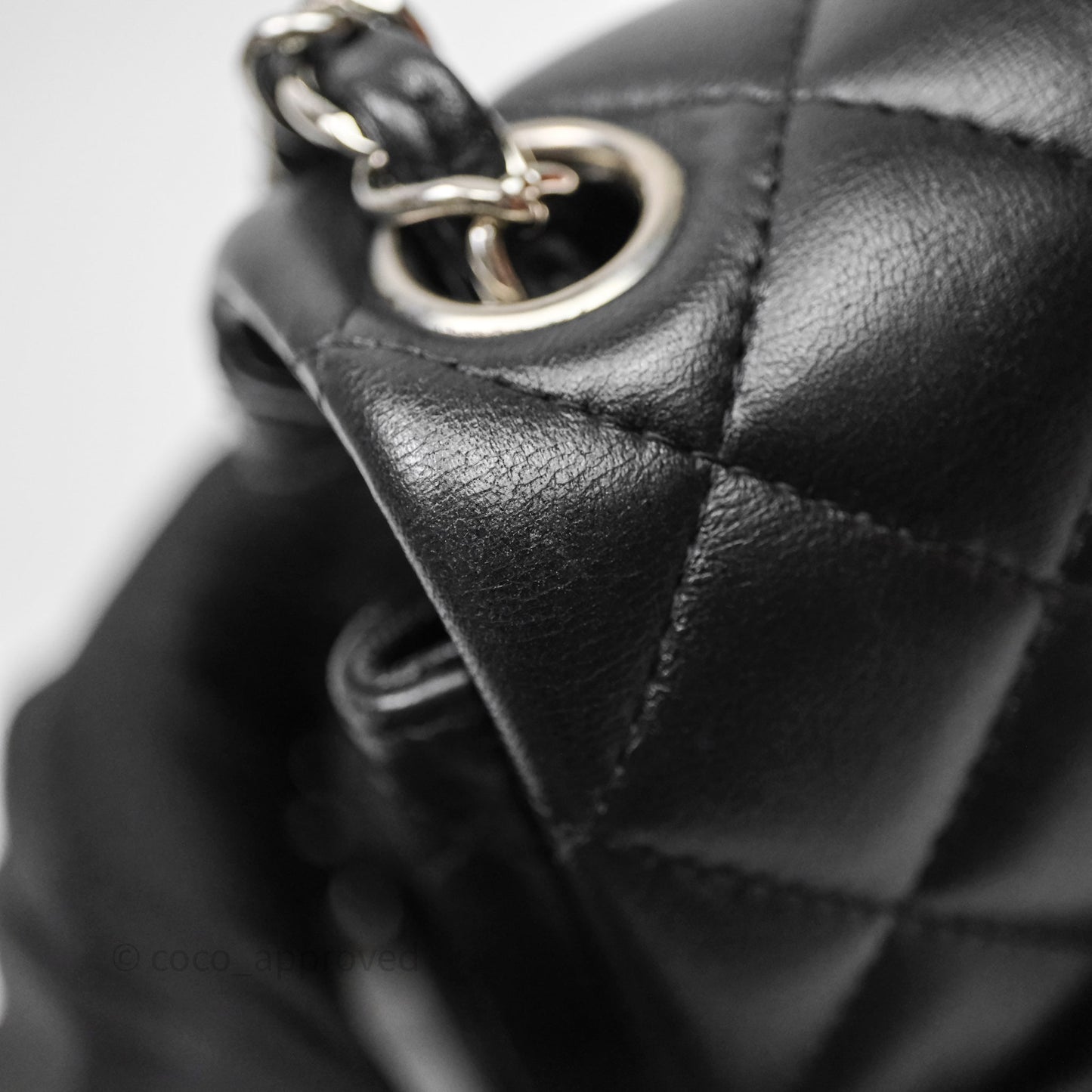 Chanel Mini Square Quilted Black Lambskin Silver Hardware