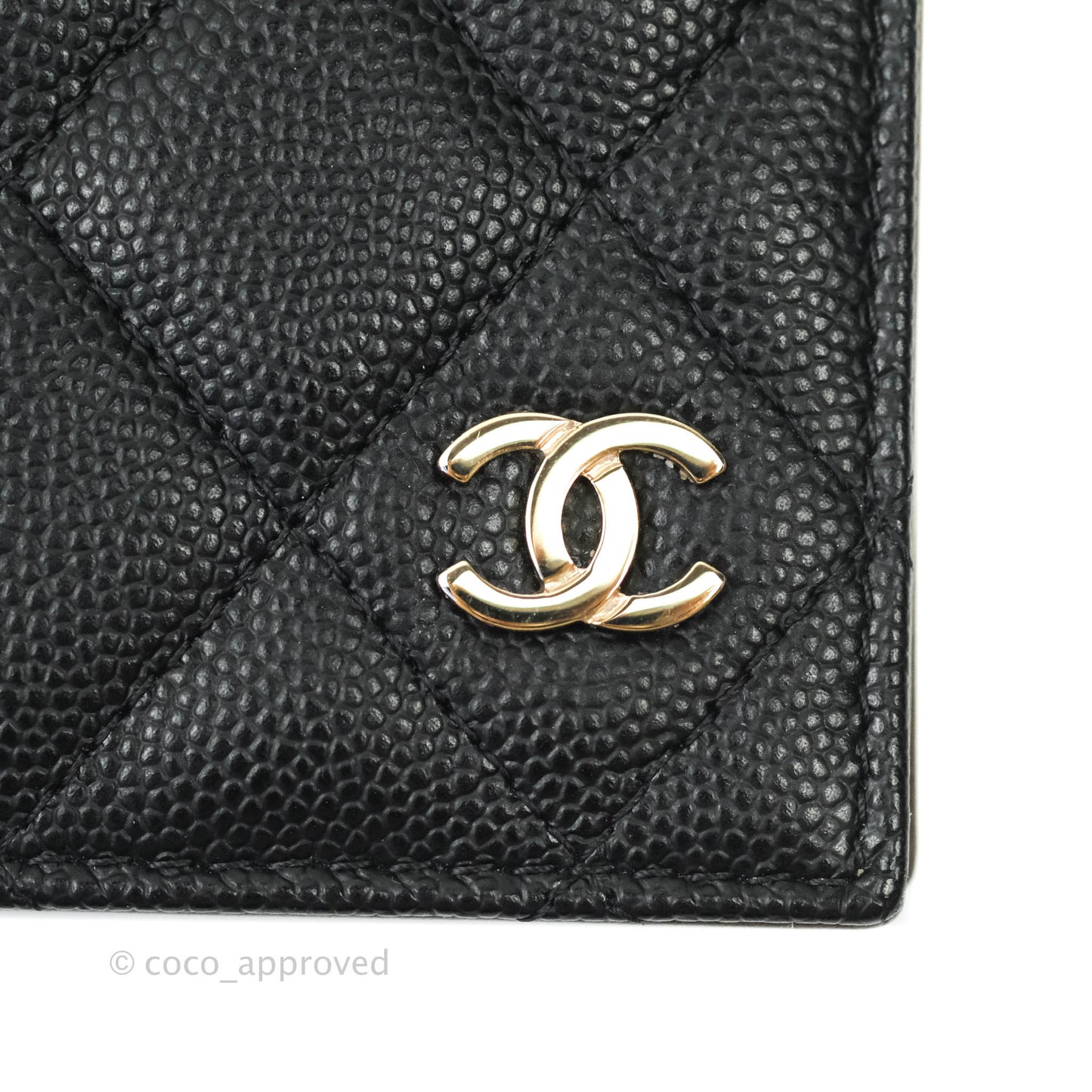Chanel Classic Quilted Caviar Black Passport Holder Gold Hardware