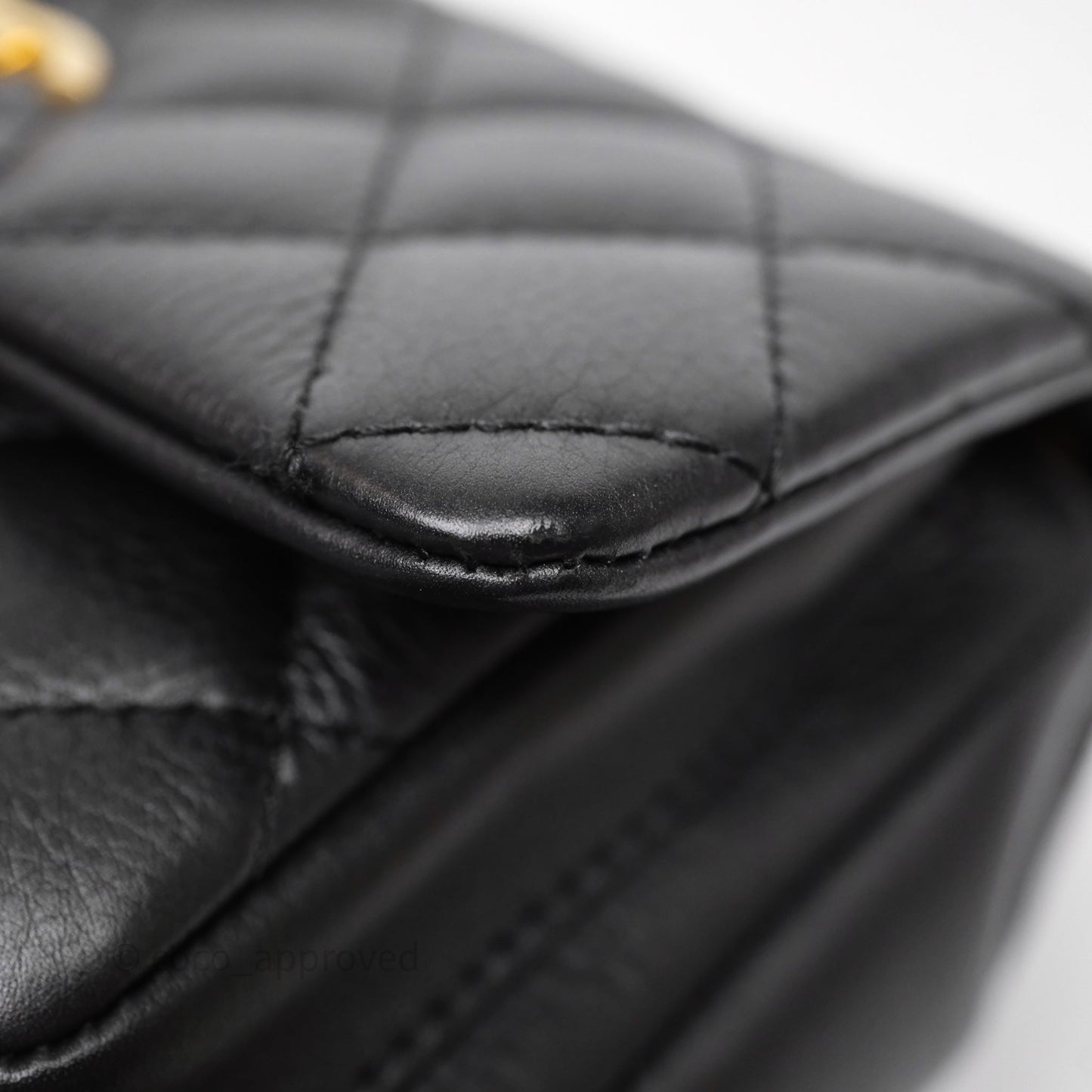 Chanel Quilted Handle Flap Bag Black Calfskin Aged Gold Hardware