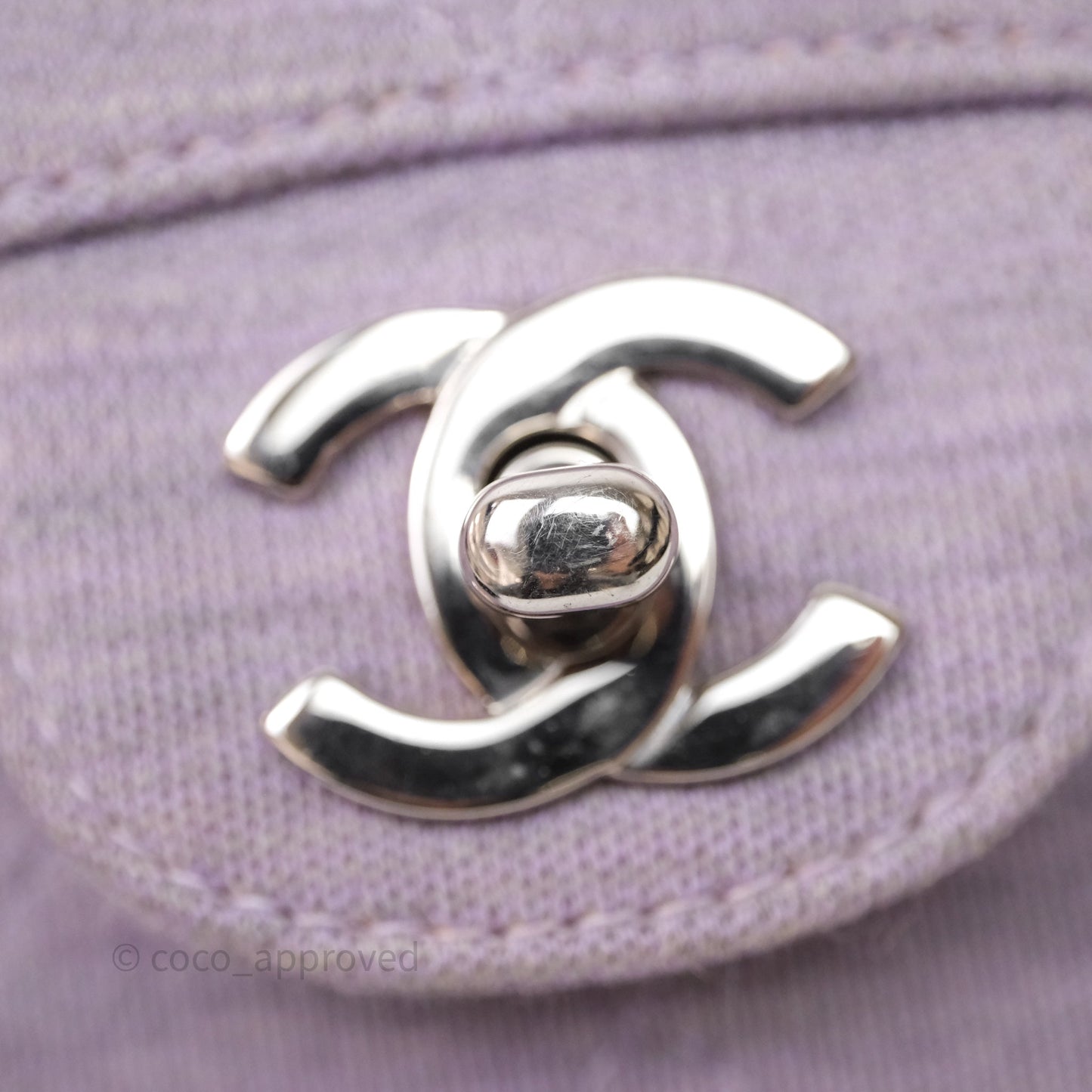 Chanel Medium Single Jersey Flap Bag Purple Silver Hardware