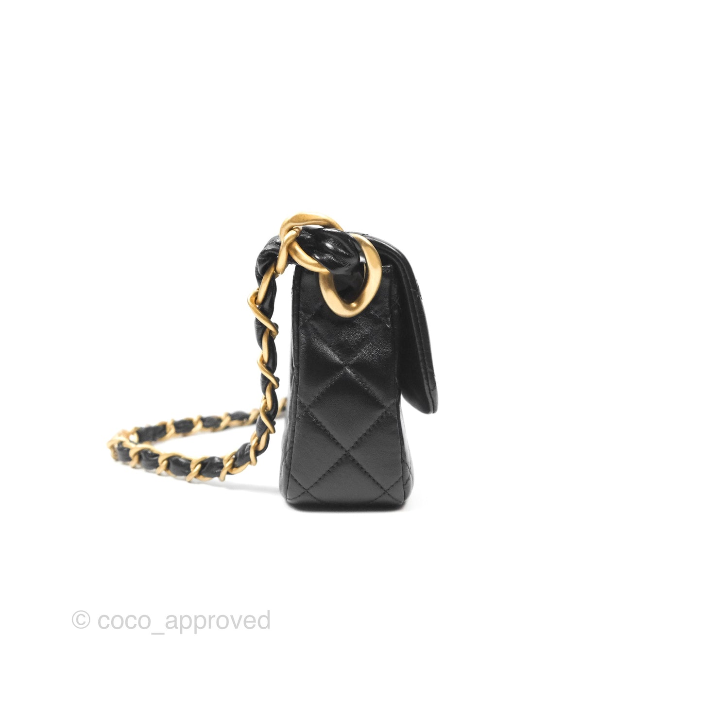 Chanel CC Chain Shoulder Bag Black Shiny Aged Calfskin