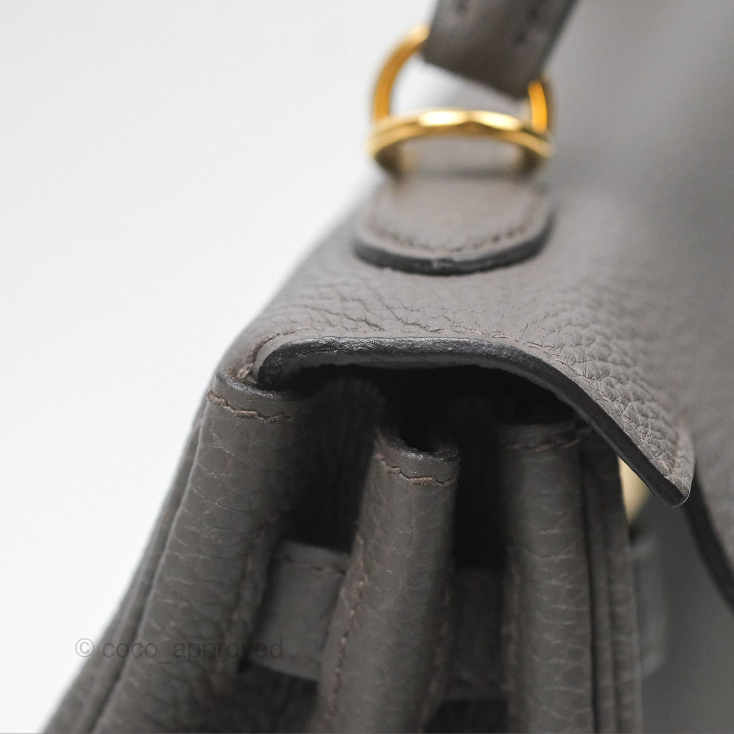 Hermès Retourne Kelly 25 Gris Etain 8F Togo Gold Hardware
