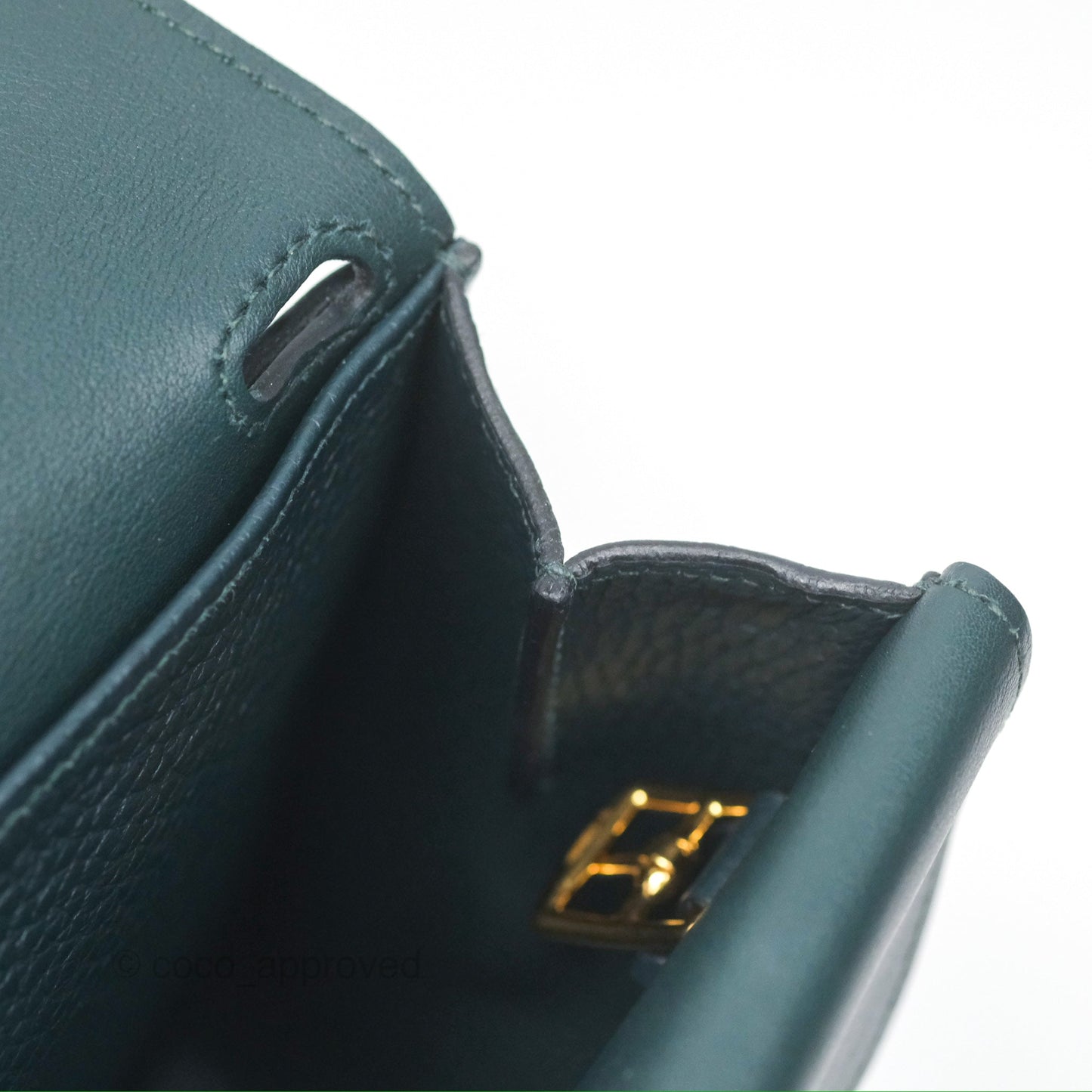 Hermès Halzan 25 Taurillon Clemence 60 Vert Cypres Gold Hardware