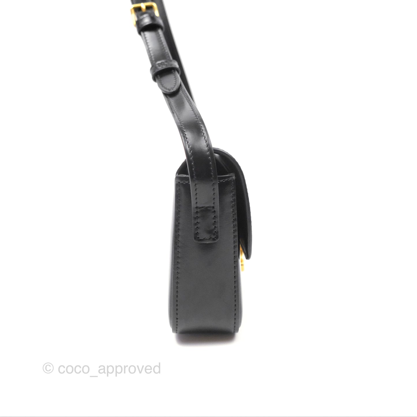 Celine Triomphe Shoulder Bag Black Calfskin