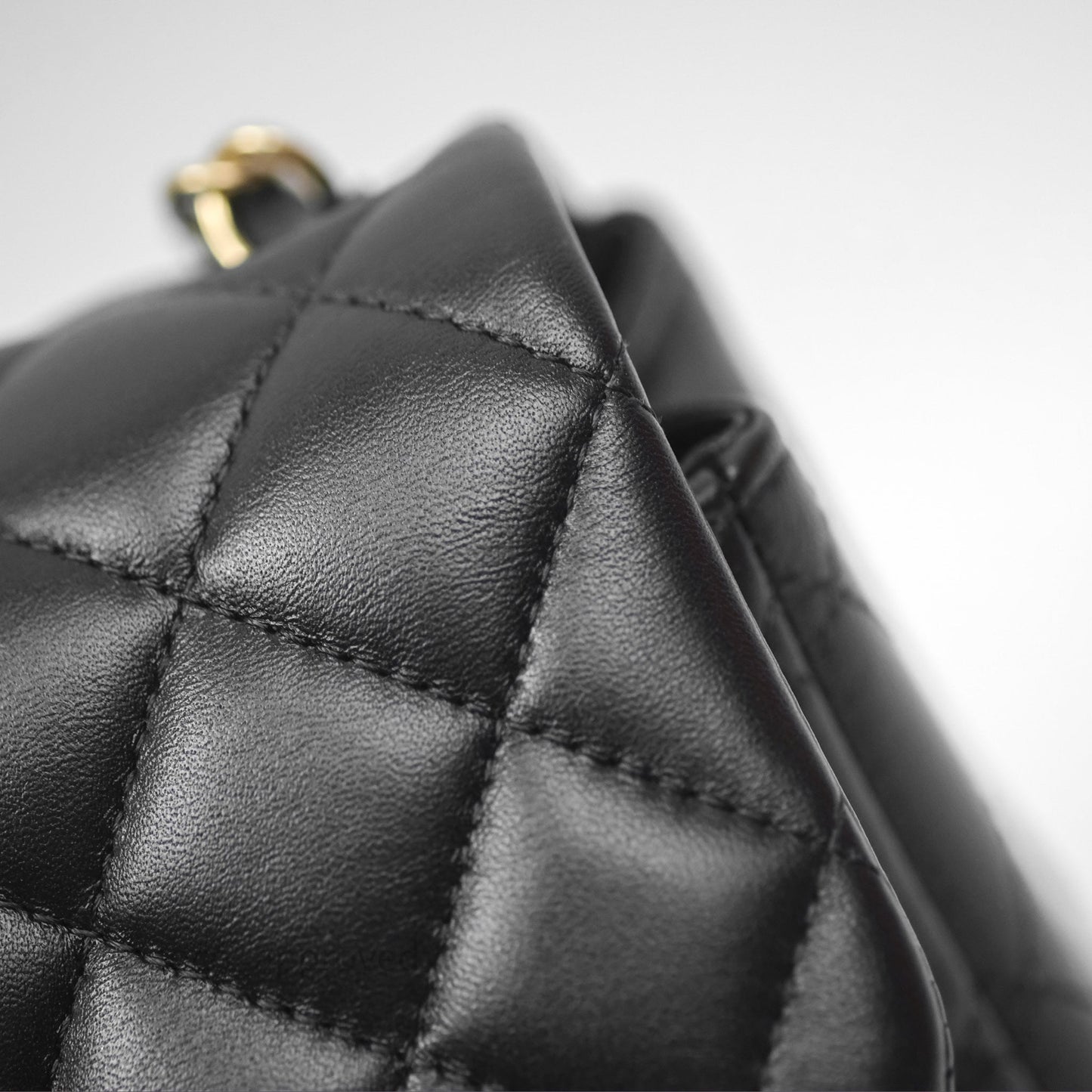Chanel Mini Square Flap Quilted Black Lambskin Gold Hardware