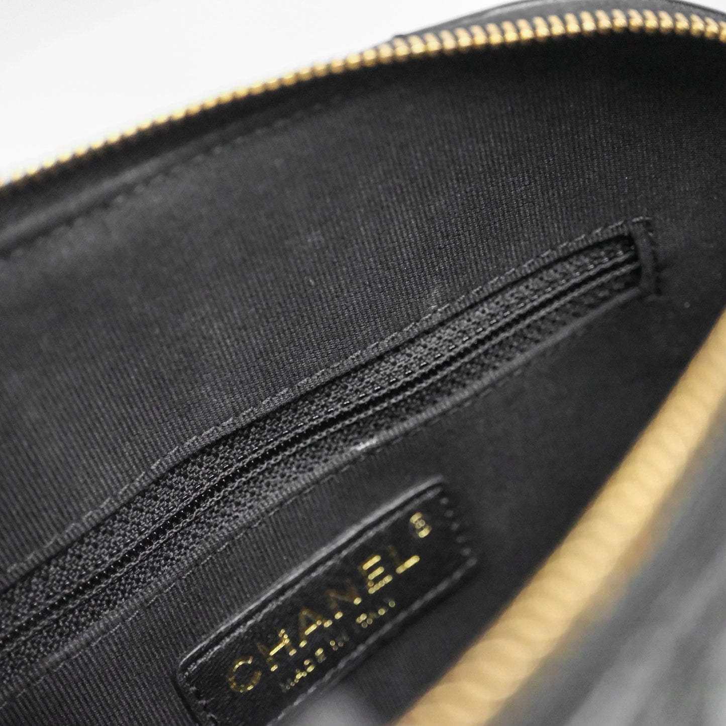 Chanel Handle Clutch with Chain Black Shiny Lambskin Gold Hardware
