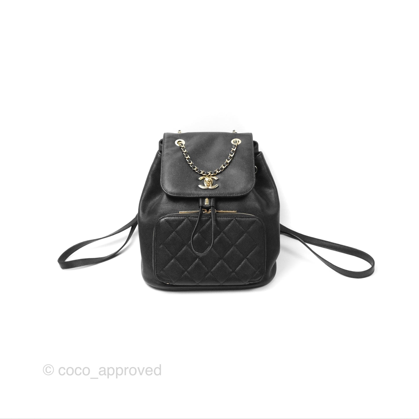 Chanel Quilted Business Affinity Backpack Black Caviar Gold Hardware