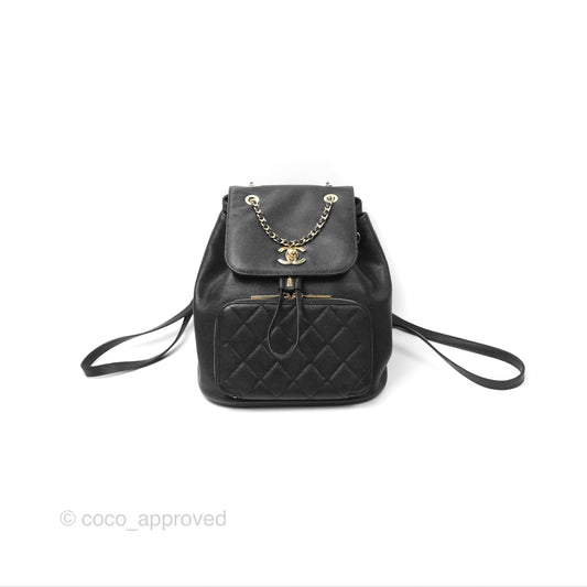 Chanel Quilted Business Affinity Backpack Black Caviar Gold Hardware