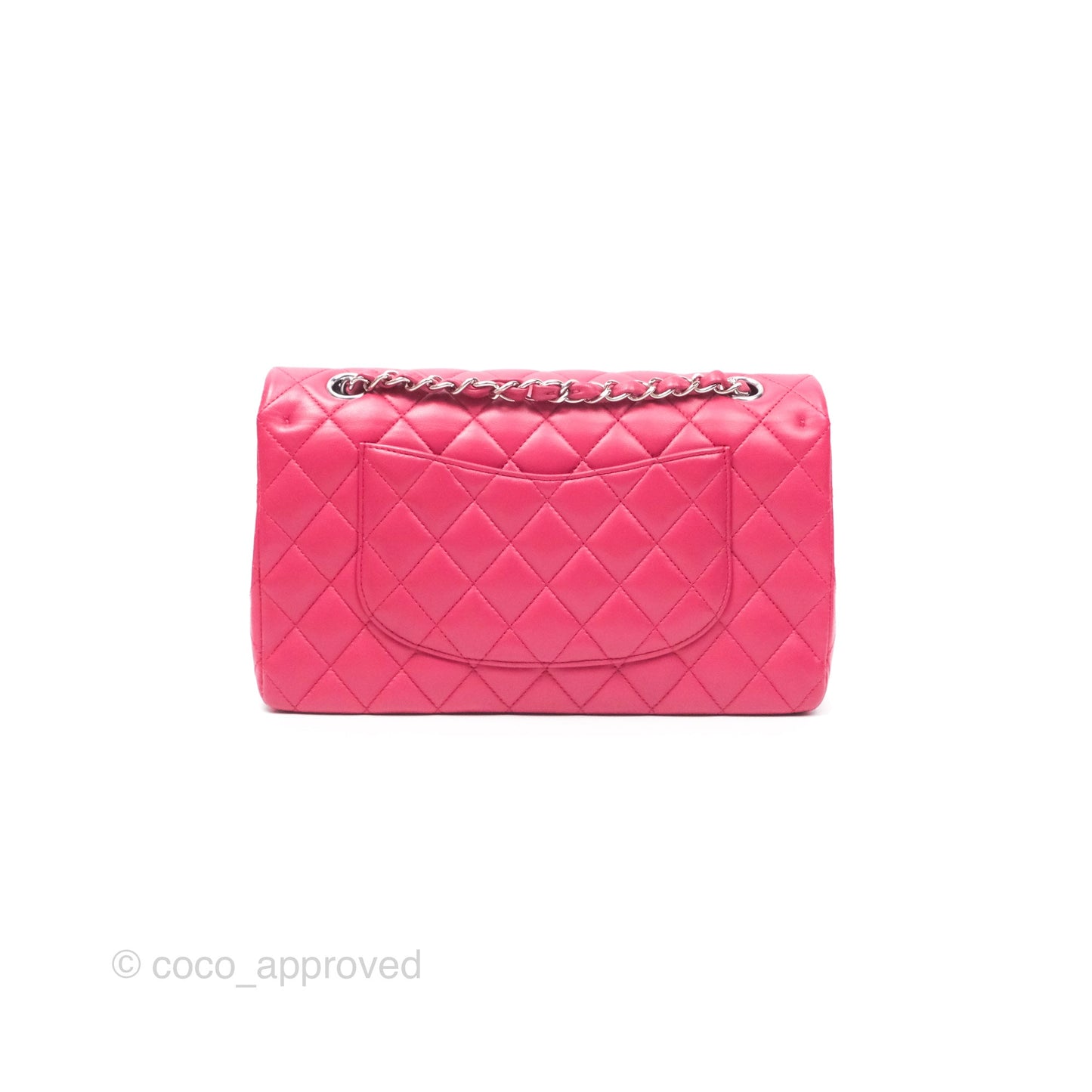 Chanel Classic M/L Medium Flap Quilted Dark Pink Lambskin Silver Hardware