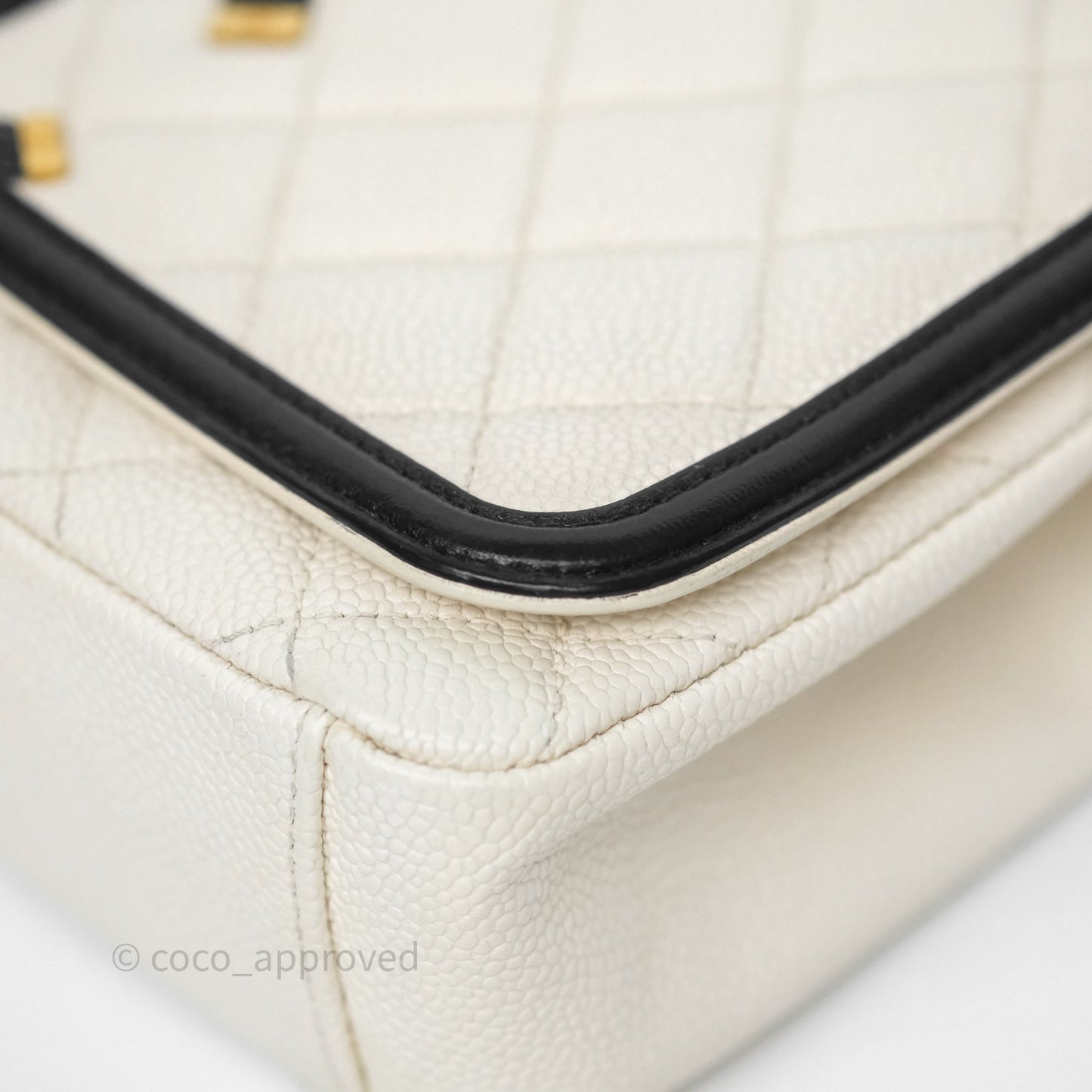 Chanel Quilted Medium CC Filigree Flap White/ Black Caviar