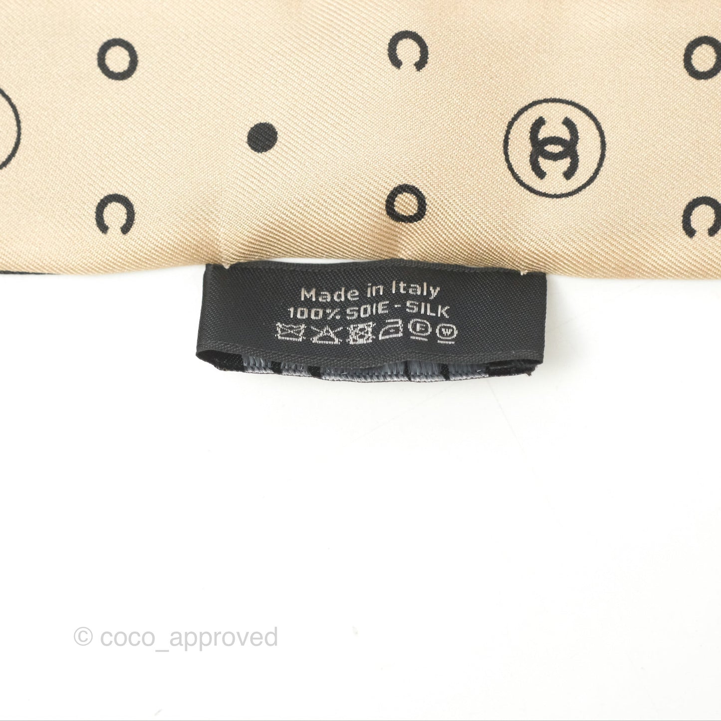 Chanel CC Silk Twilly in Black & Beige