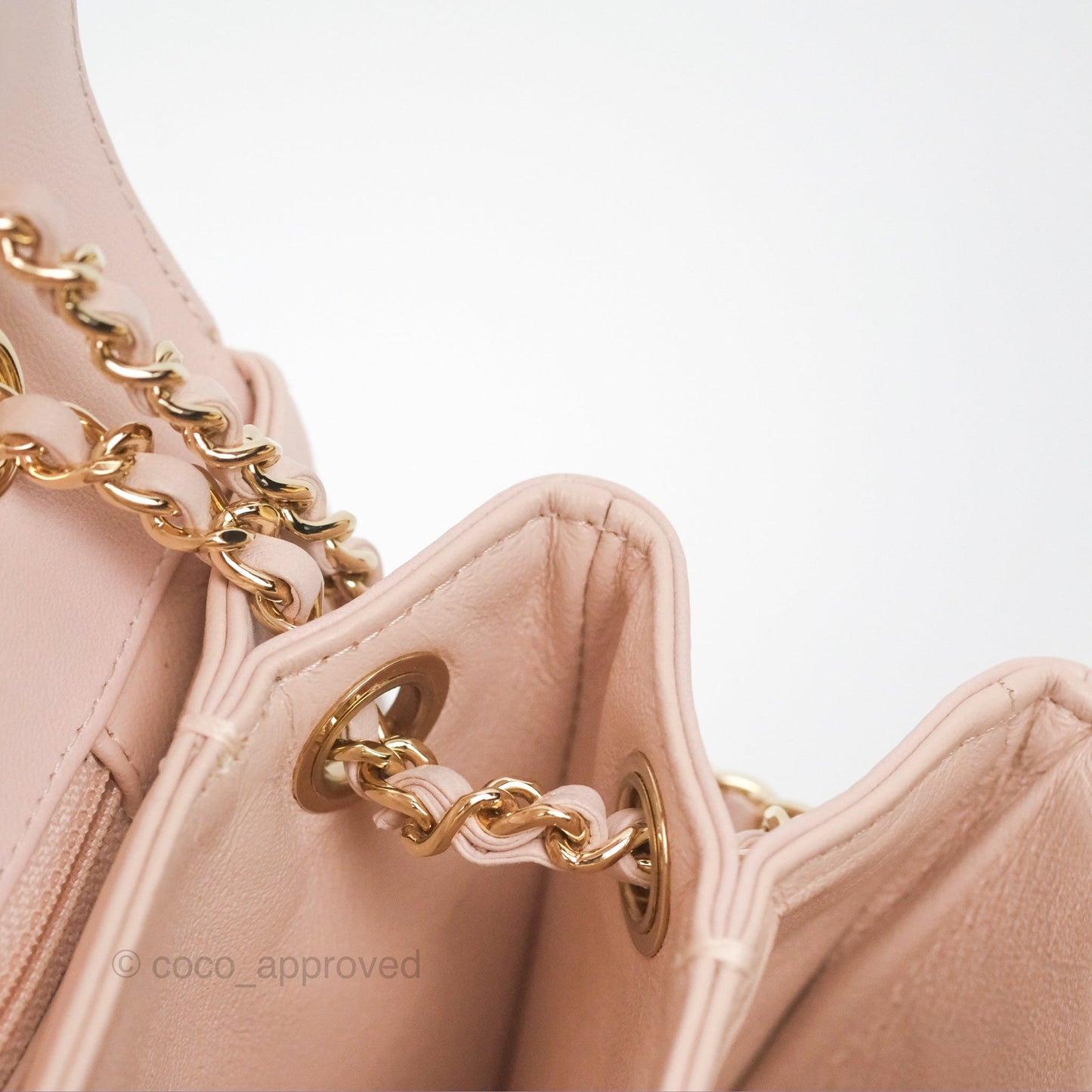 Chanel Flap Clutch With Chain Quilted Light Pink Lambskin Gold Hardware