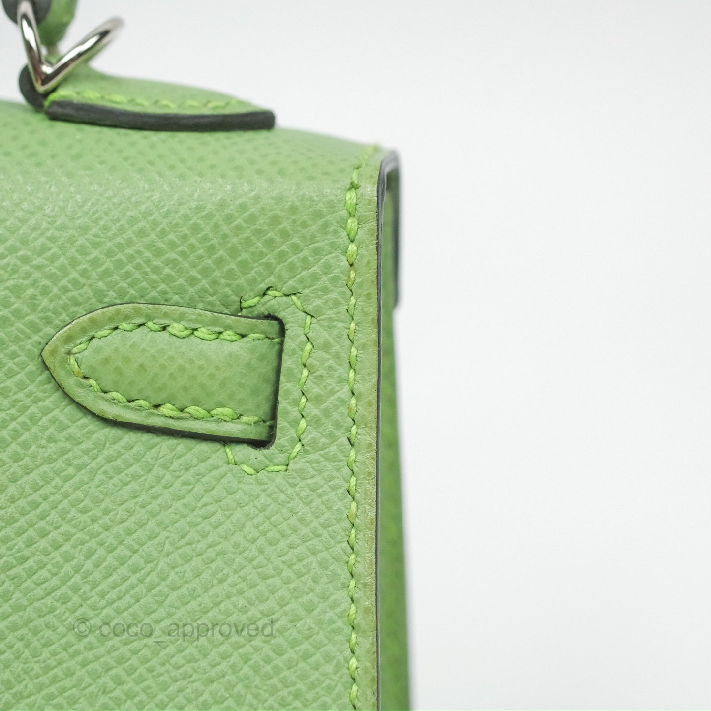 Hermès Mini Kelly II Vert Criquet Epsom Palladium Hardware