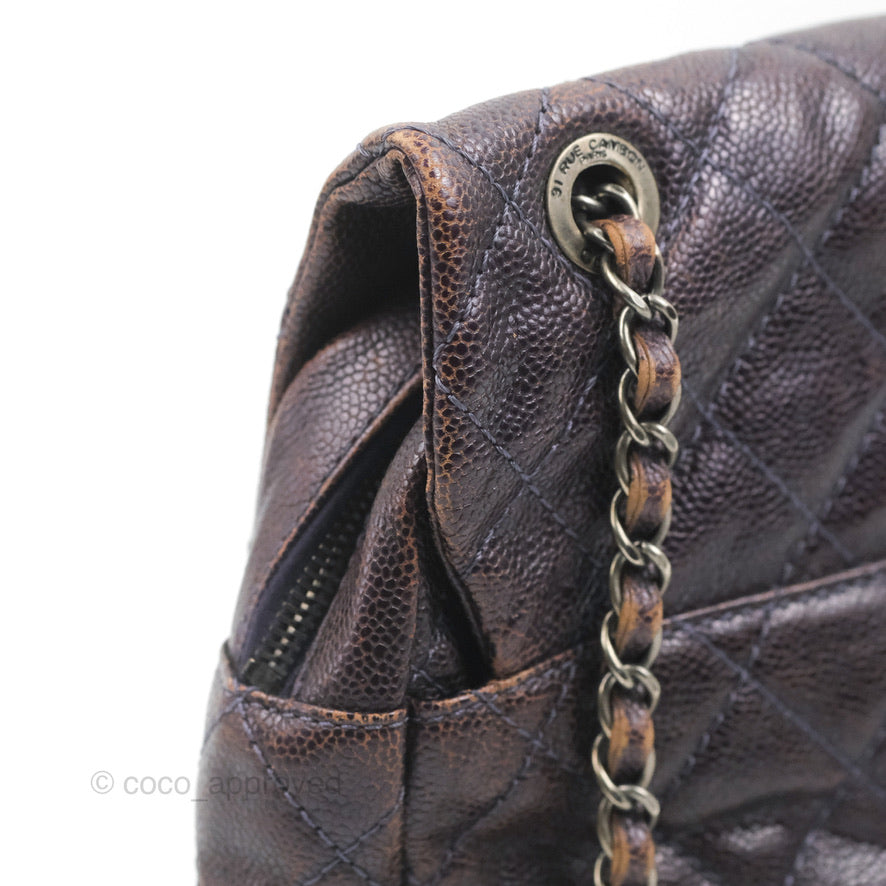 Chanel Jumbo Easy Flap Bag Caviar Dark Purple Ruthenium Hardware