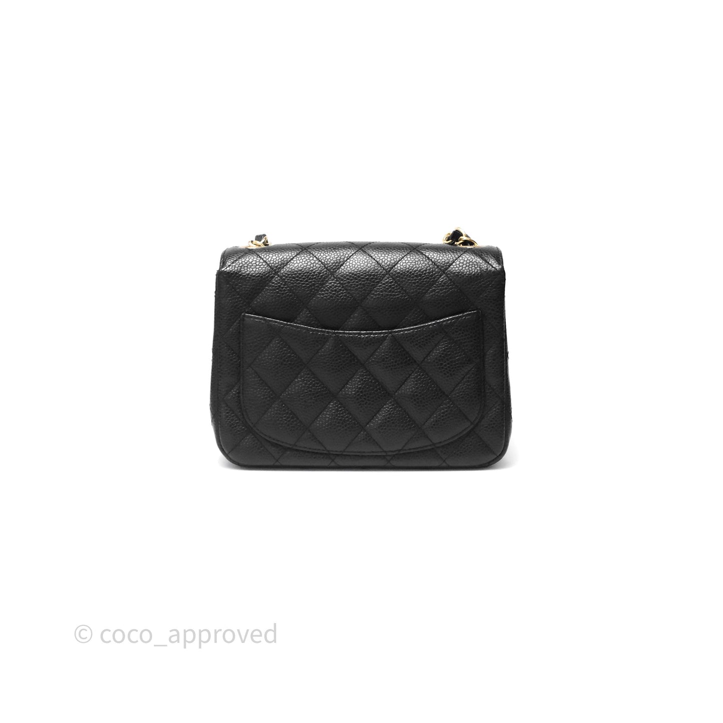Chanel Vintage Mini Square Flap Quilted Black Caviar 24K Gold Hardware