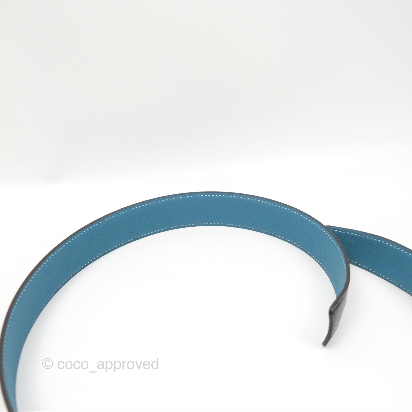 Hermès H Silver Belt Buckle & Reversible Blue Black