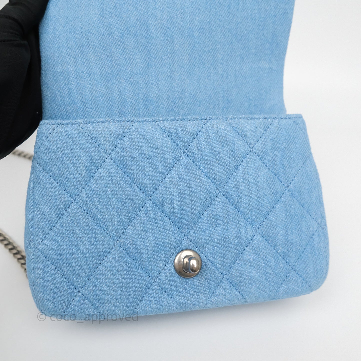 Chanel Heart Crush Mini Flap Bag Blue Denim Aged Silver Hardware