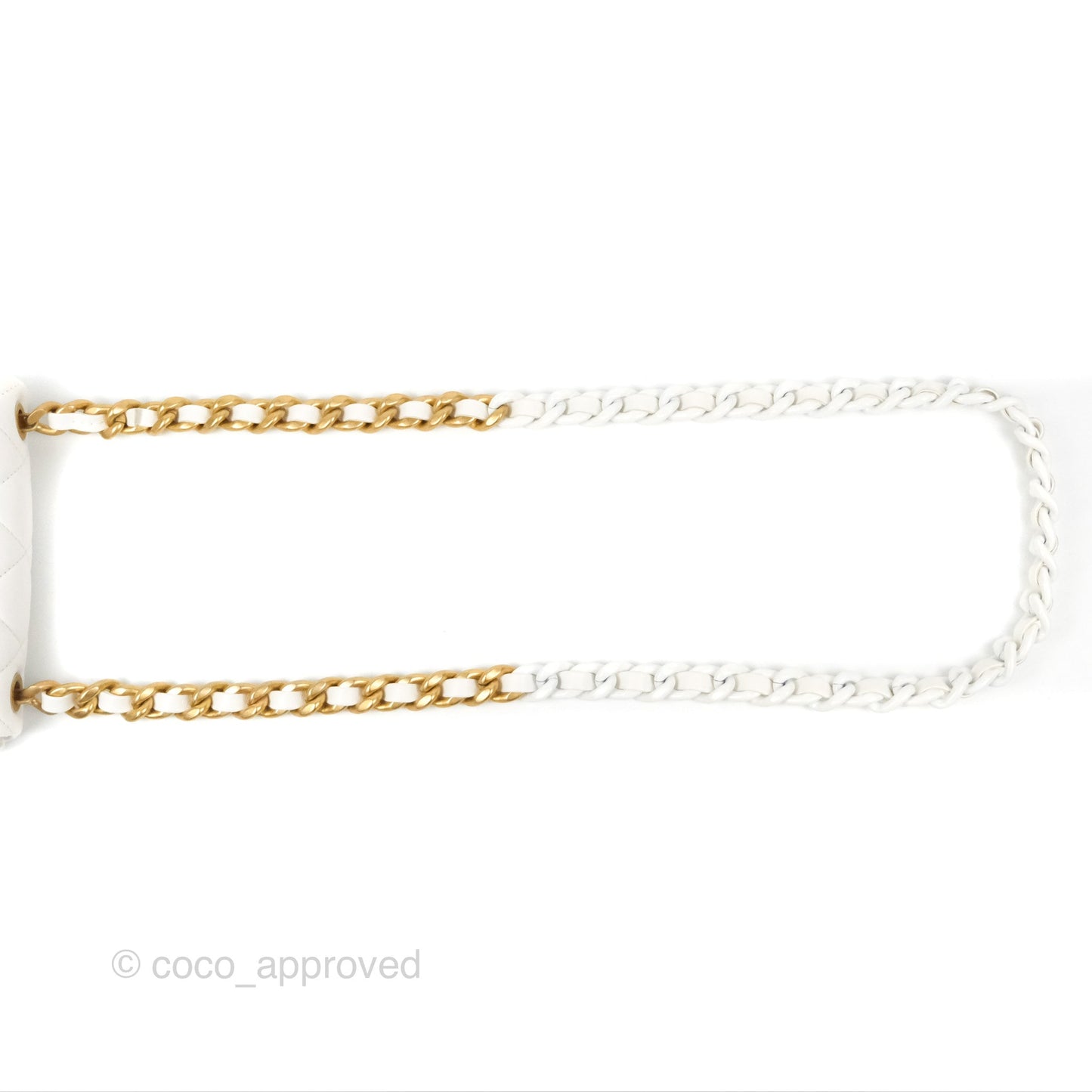 Chanel Small Flap Bag White Lambskin Aged Gold and Lacquered Metal 22S