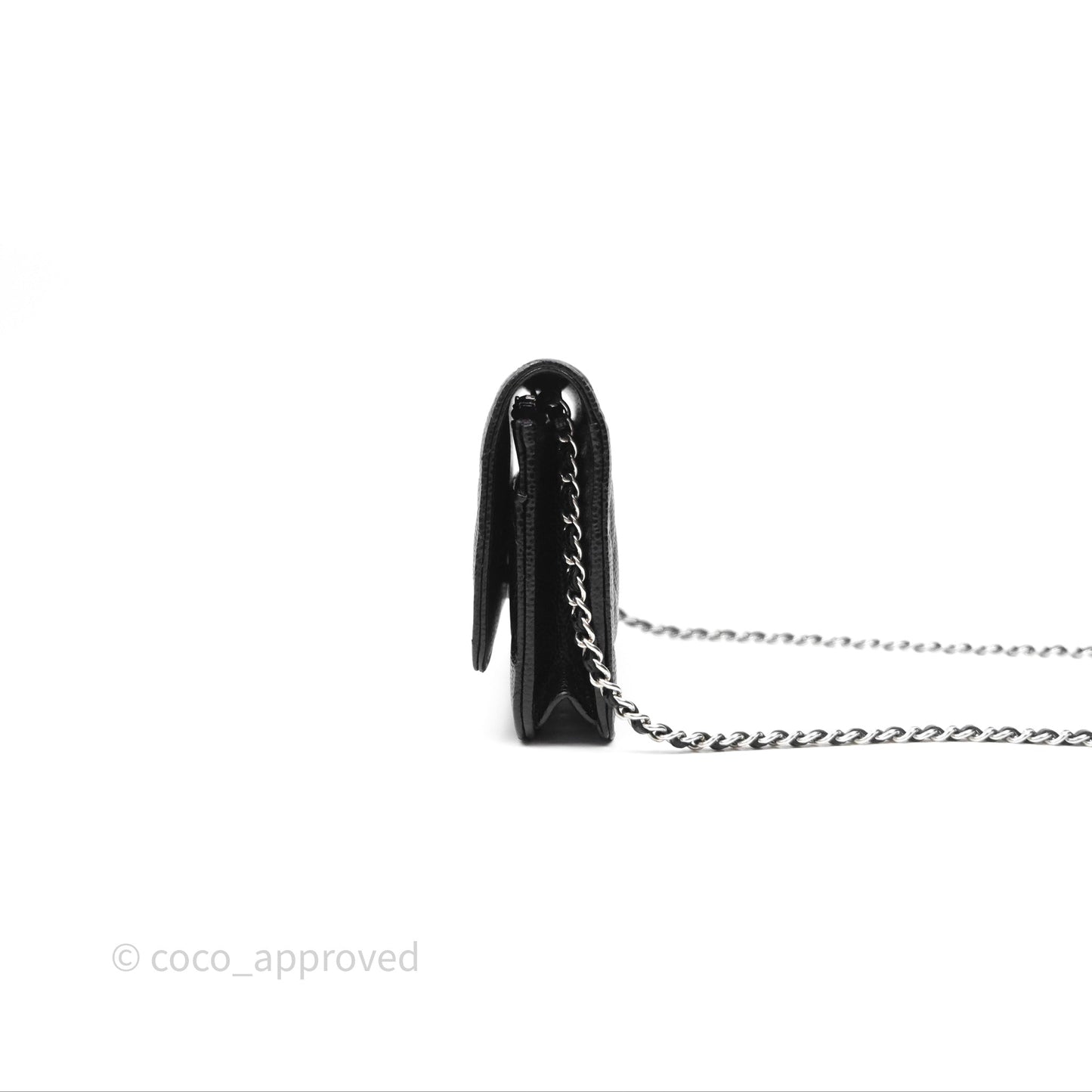 Chanel Quilted Classic Wallet on Chain WOC Black Caviar Silver Hardware
