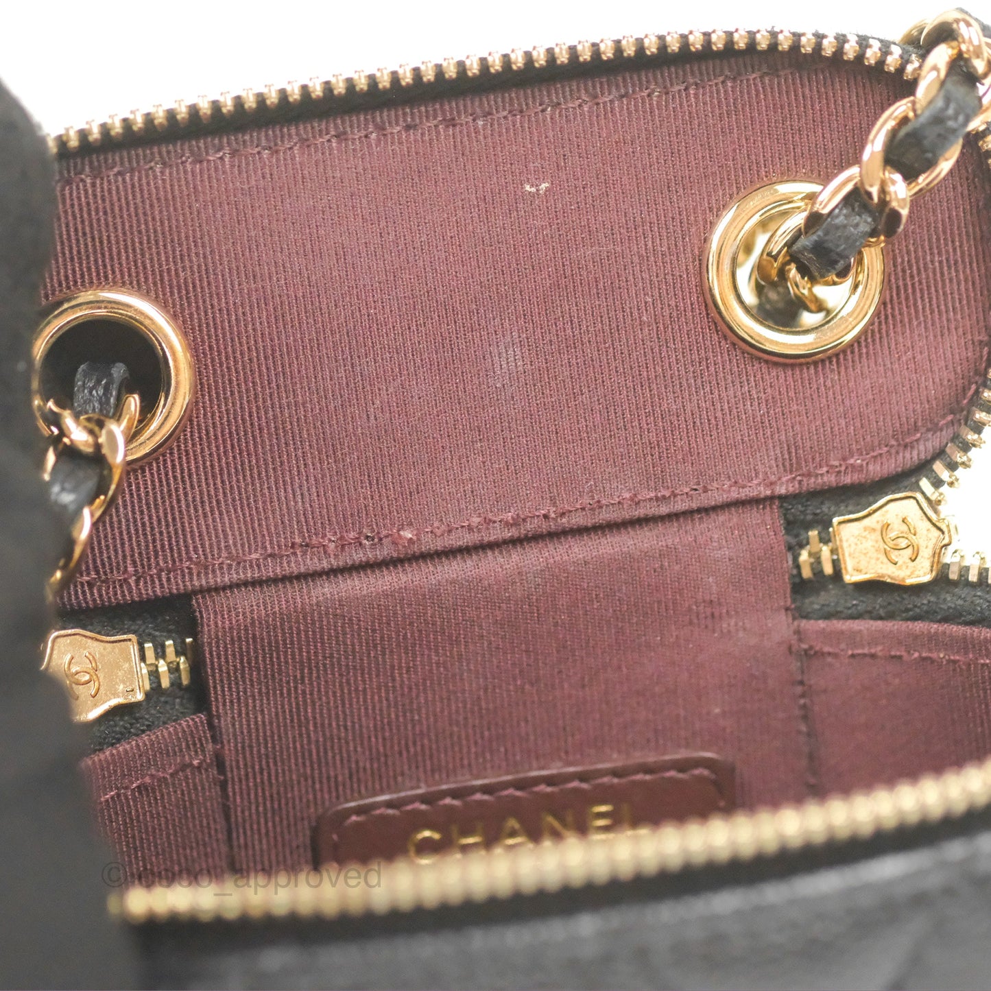 Chanel Classic Mini Vanity With Chain Black Caviar Gold Hardware
