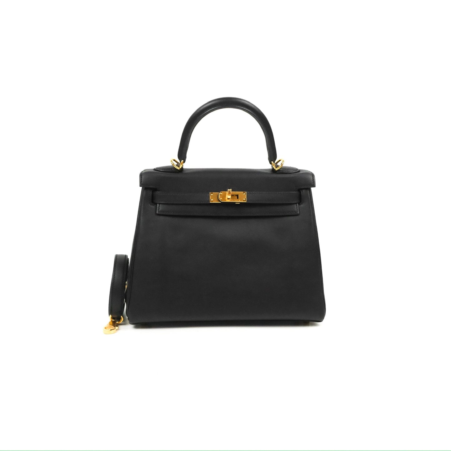 Hermès Retourne Kelly 25 Black Swift Gold Hardware