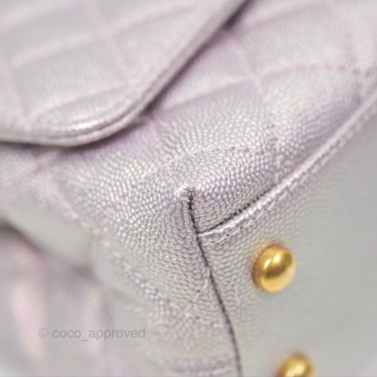 Chanel Mini Coco Handle Quilted Iridescent Purple Caviar Gold Hardware