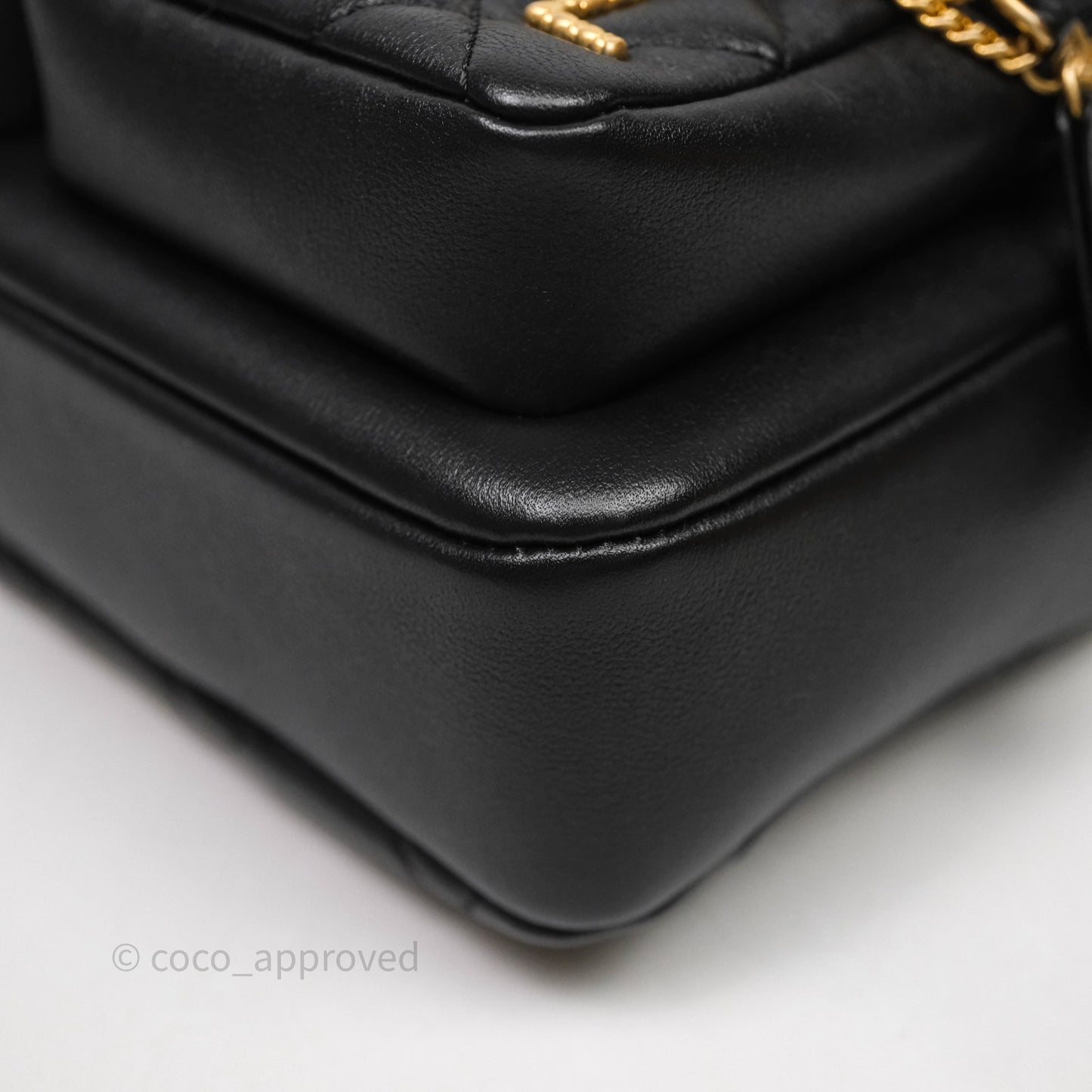 Chanel Small Camera Case Quilted Black Calfskin Aged Gold Hardware 22C