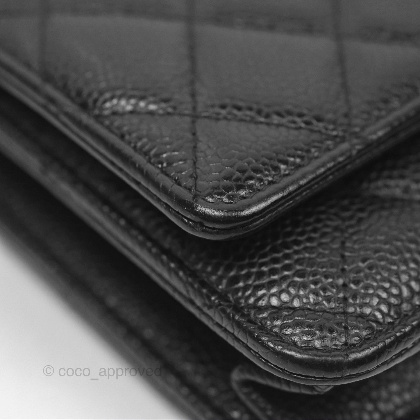 Chanel Classic Quilted Wallet On Chain WOC Black Caviar Gold Hardware