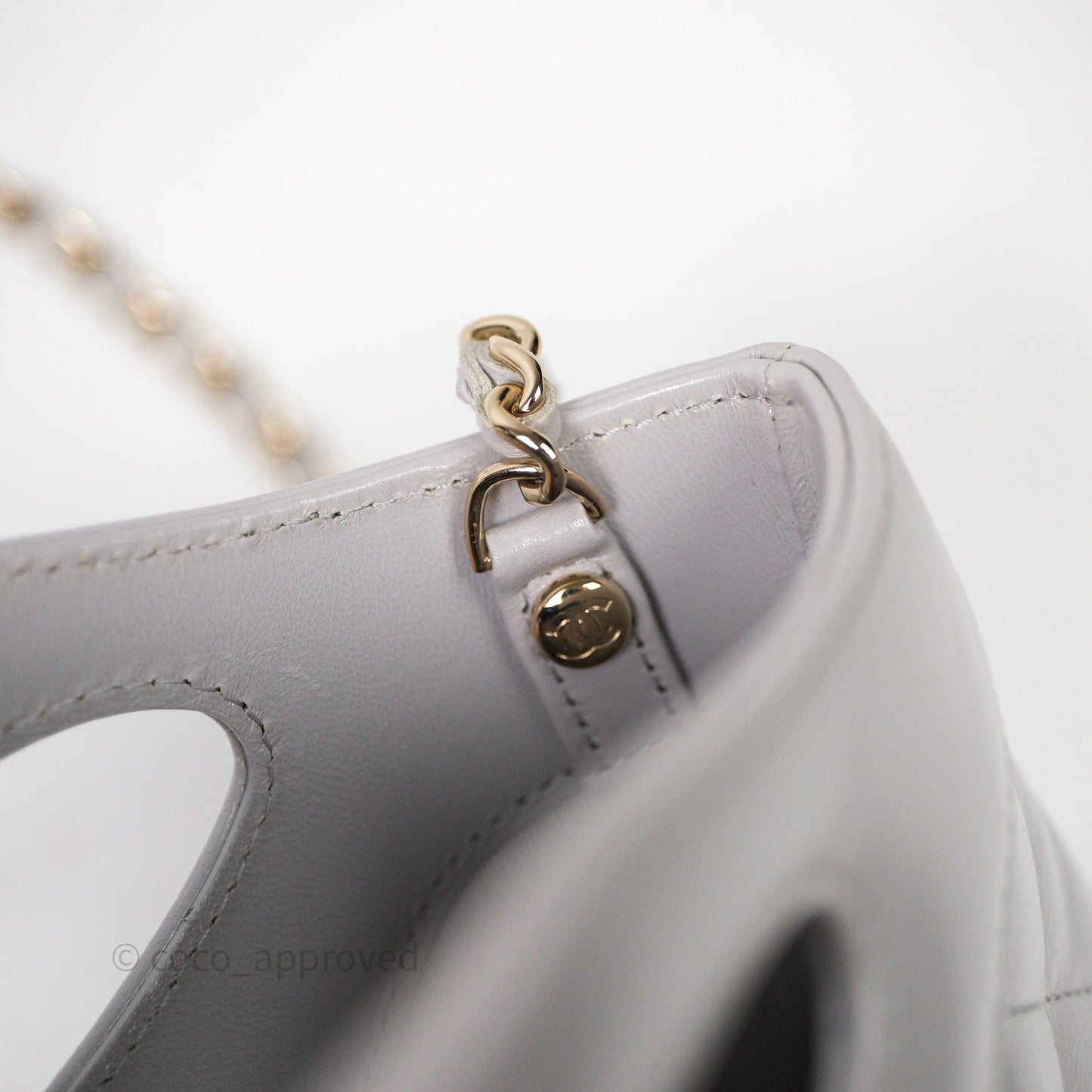 Chanel Nano 31 Grey Shiny Lambskin Gold Hardware
