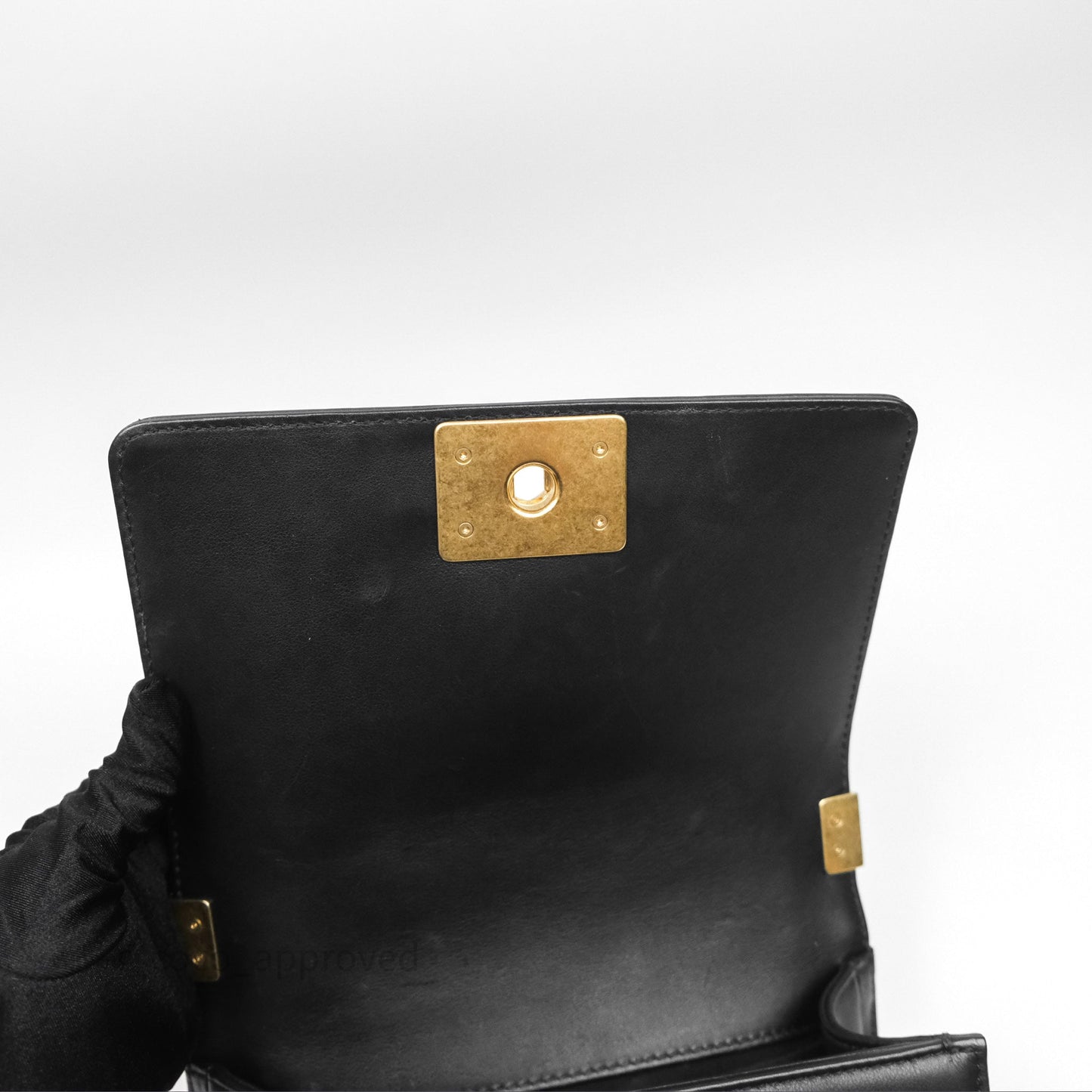 Chanel Small Boy Black Lambskin Aged Gold Hardware
