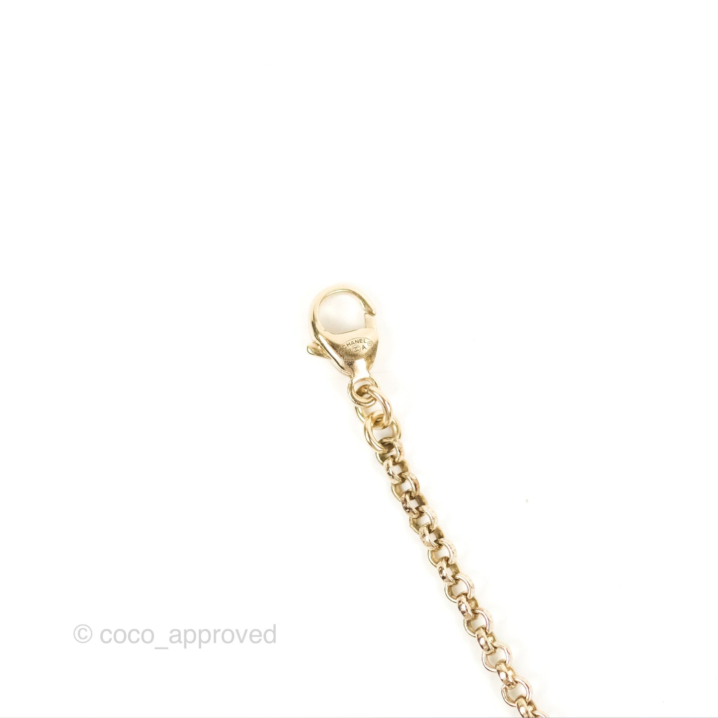 Chanel CC Crystal Blue Necklace Gold Tone 17A