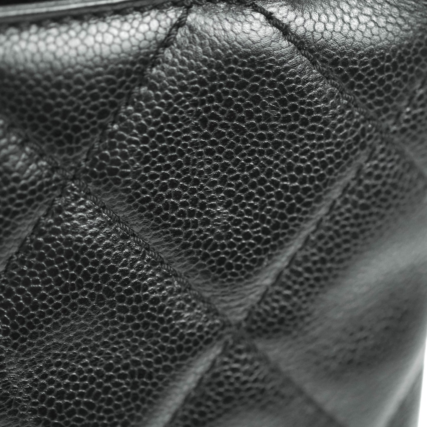 Chanel Quilted Black Caviar Tote Silver Hardware