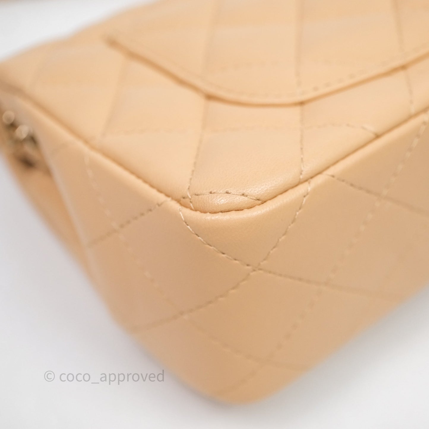 Chanel Mini Rectangular Quilted Beige Lambskin Light Gold Hardware