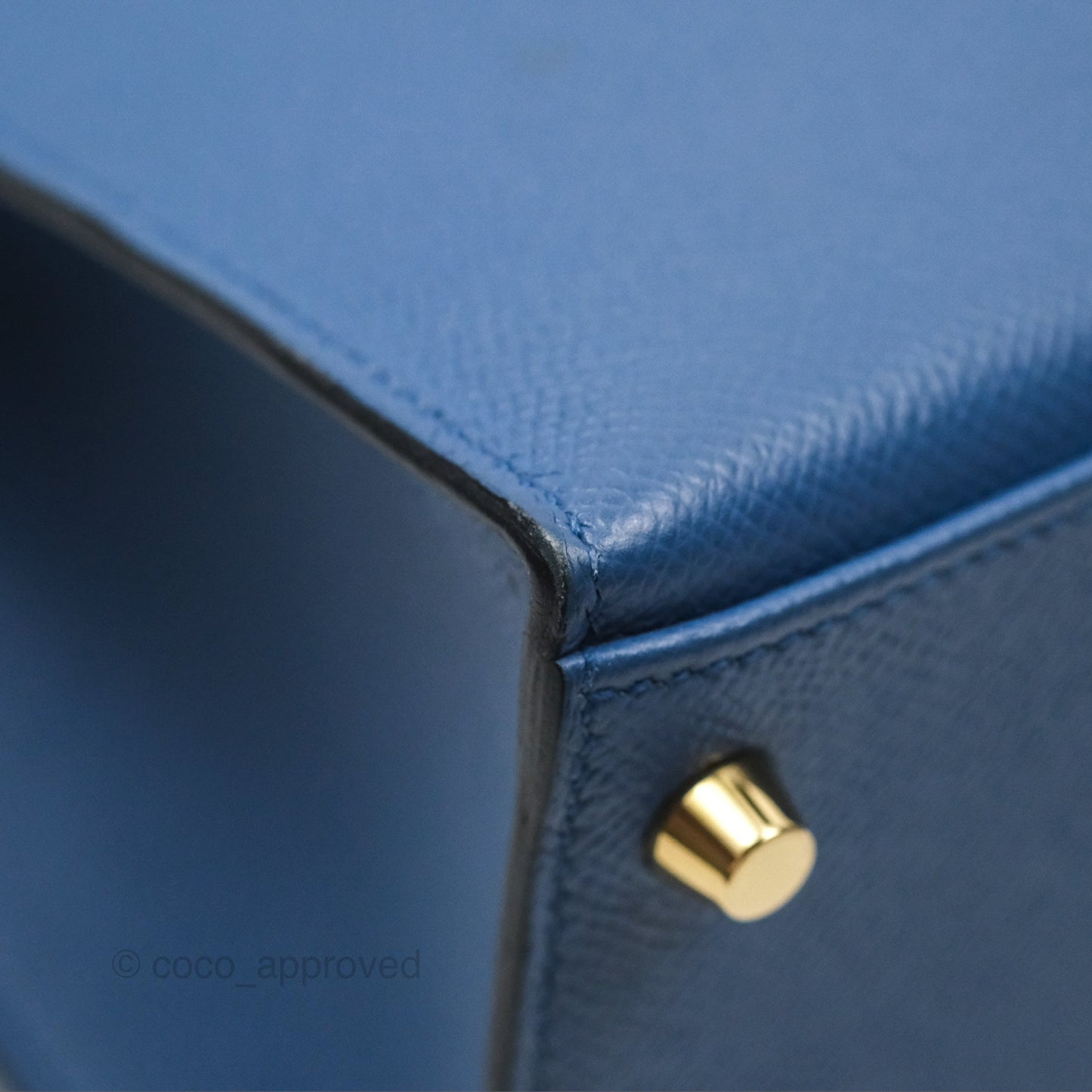 Hermès Sellier Kelly 28 Blue Epsom Gold Hardware