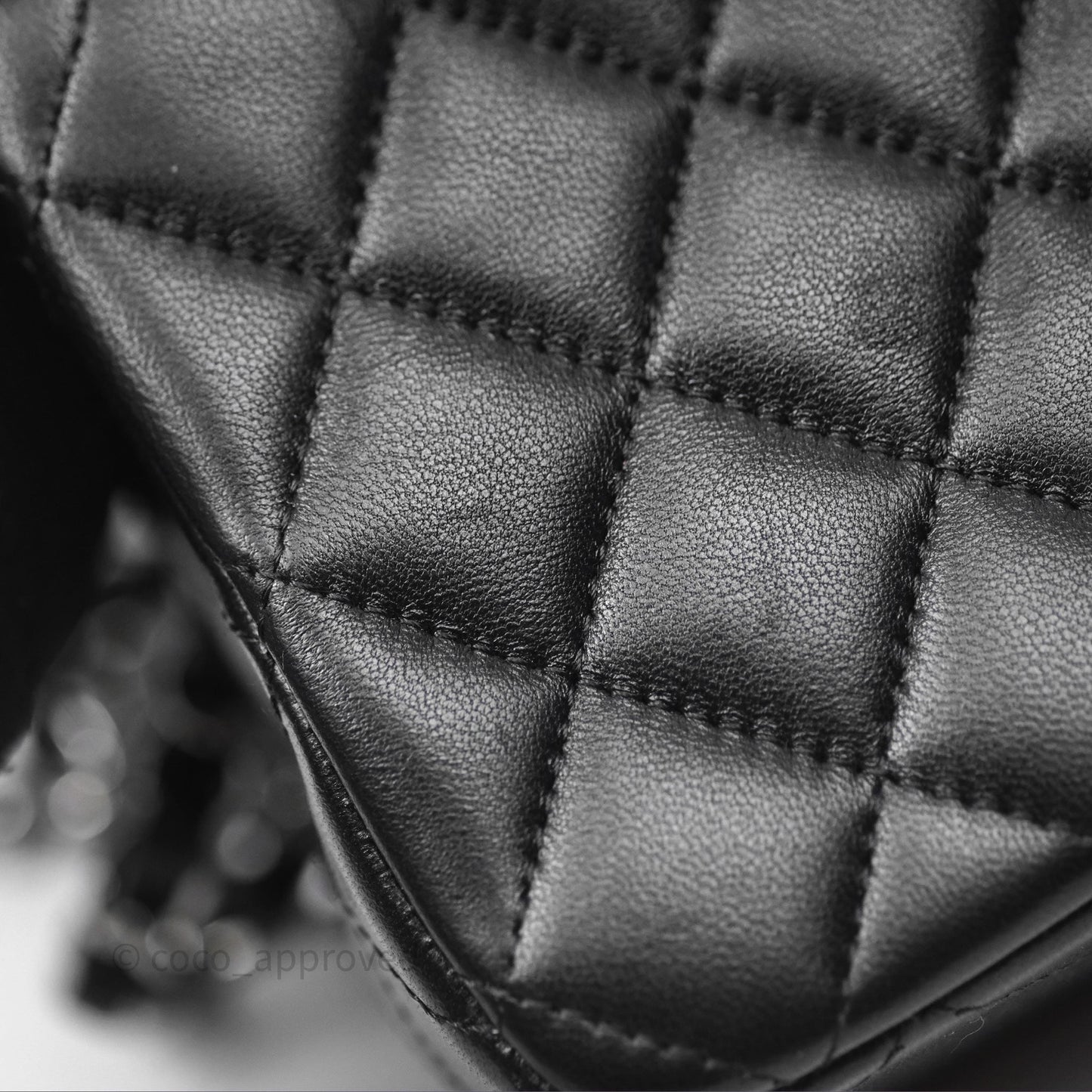Chanel Quilted Mini Rectangular Flap Black Lambskin Silver Hardware