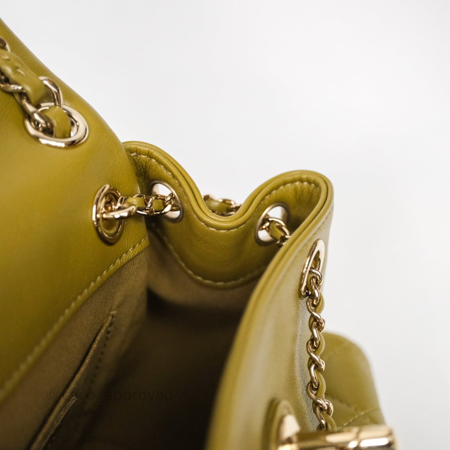Chanel Mini Duma Backpack Olive Green Calfskin Gold Hardware
