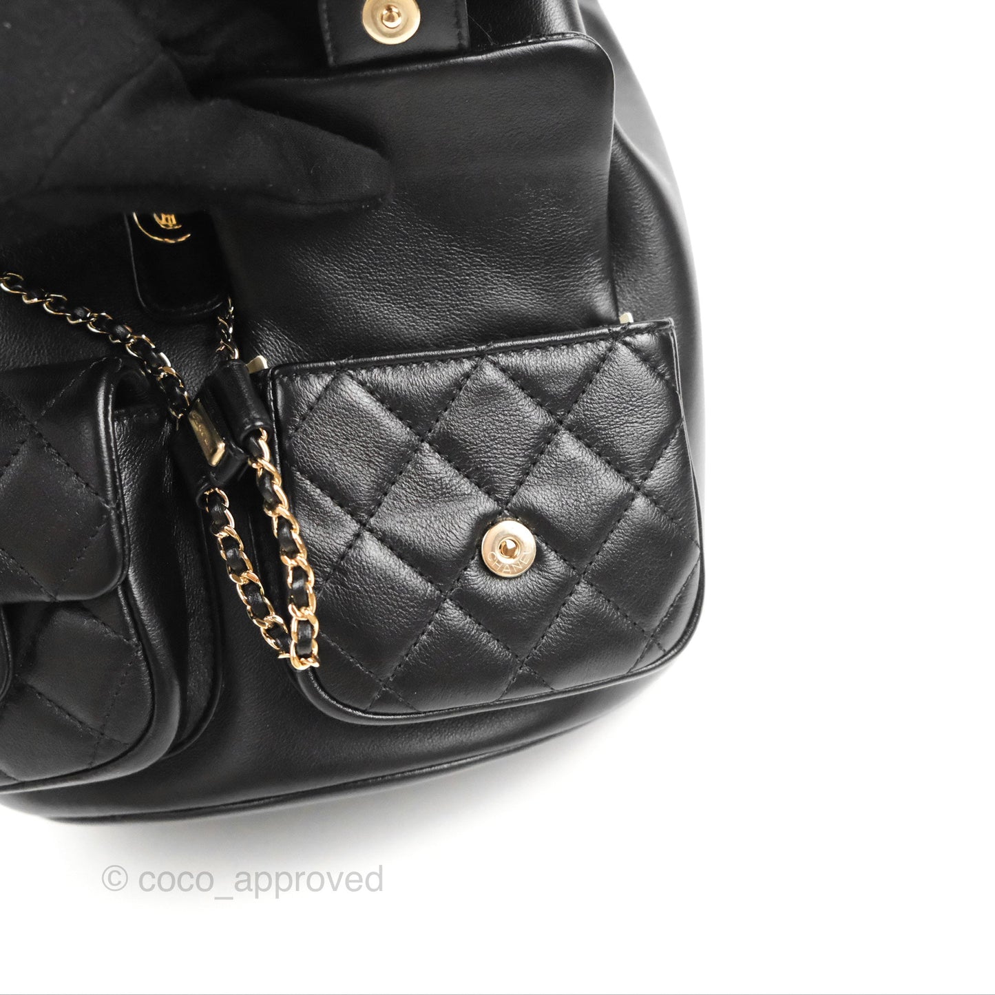 Chanel Duma Backpack Large Black Calfskin Gold Hardware 23P