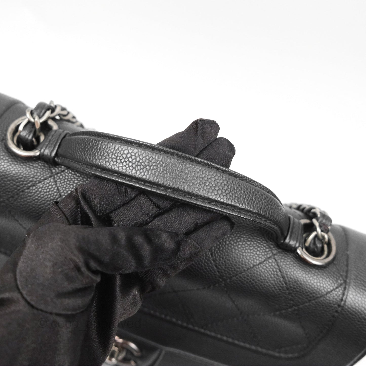 Chanel Top Handle Flap Bag Black Caviar Ruthenium Hardware