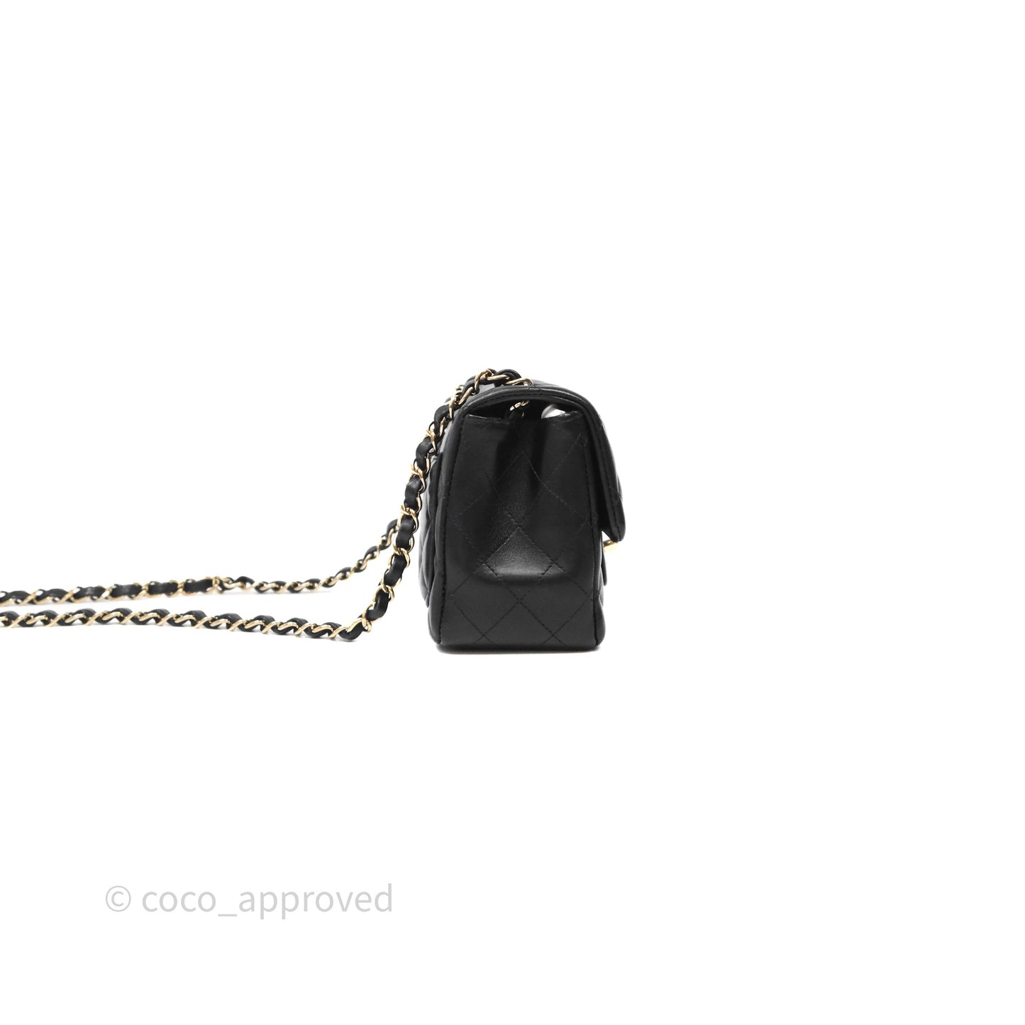 Chanel Mini Square Quilted Black Lambskin Gold Hardware