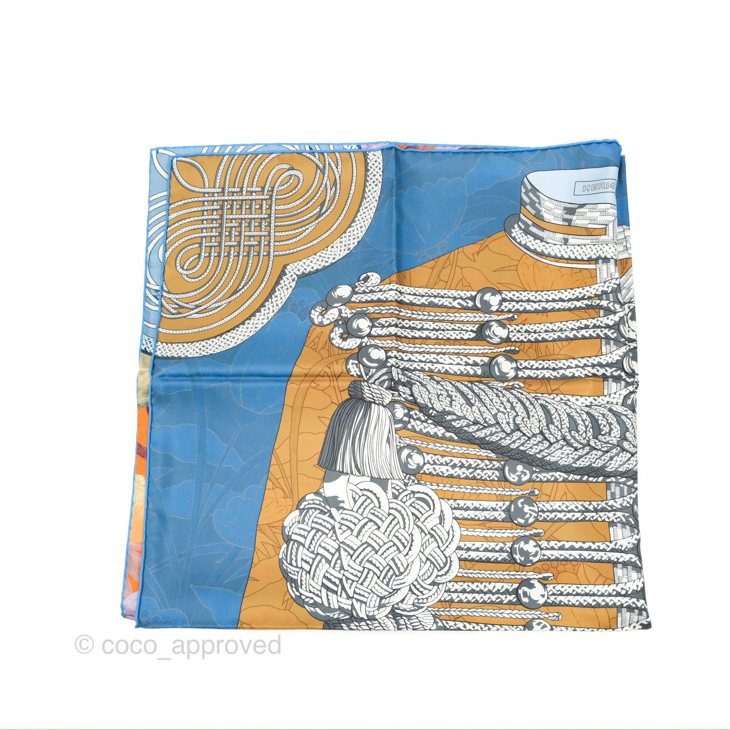 Hermès Brandebourgs Fleuris Double Face Scarf 90