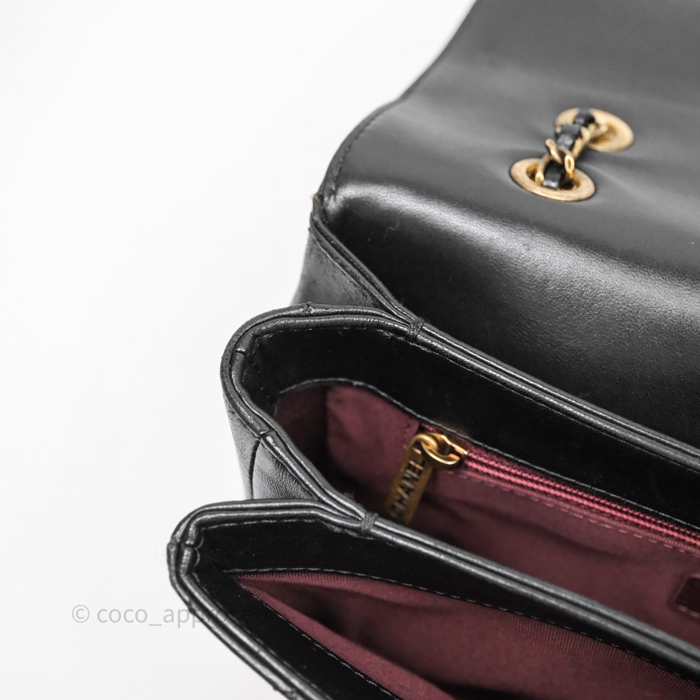 Chanel Quilted Flap Bag Black Calfskin Aged Gold Hardware