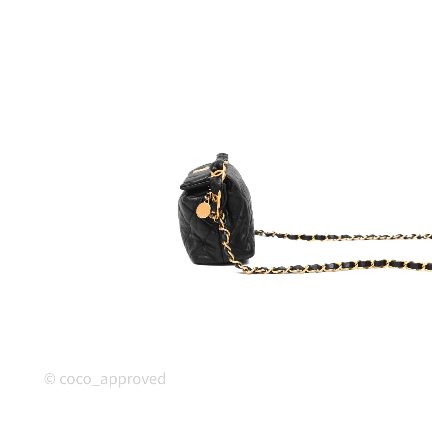 Chanel Small Hobo Bag Crumpled Black Lambskin Aged Gold Hardware