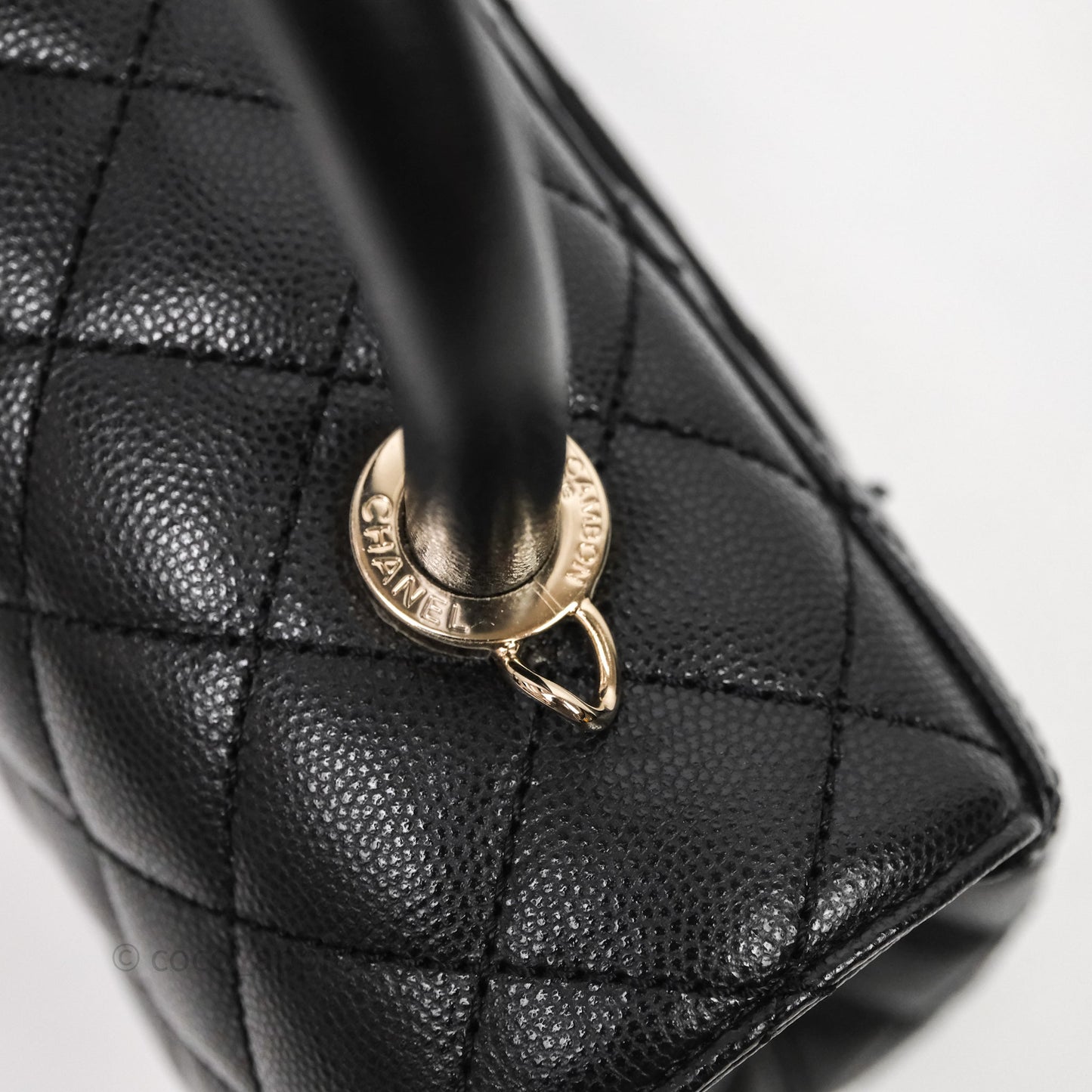 Chanel Small Quilted Coco Handle Black Caviar Gold Hardware