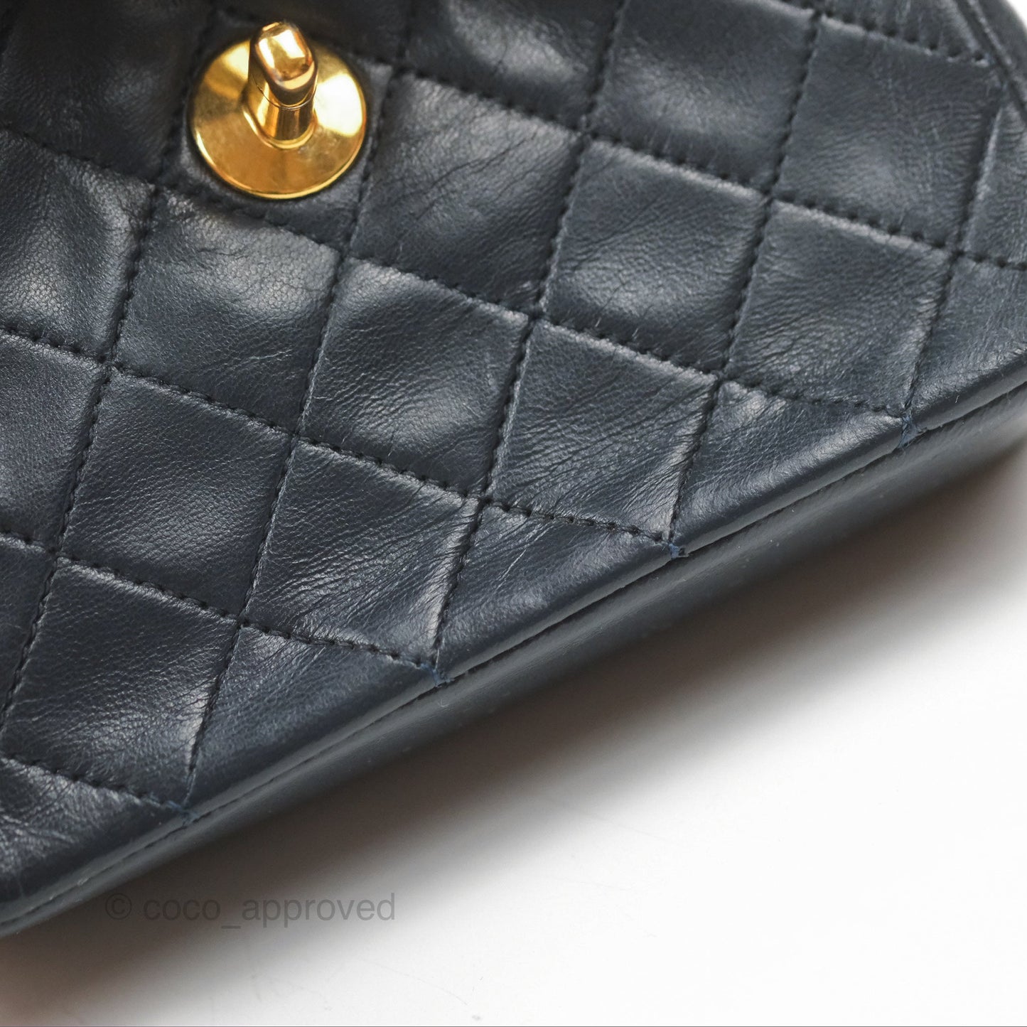 Chanel Mini Dark Navy Lambskin Flap Shoulder Bag 24K Gold Hardware