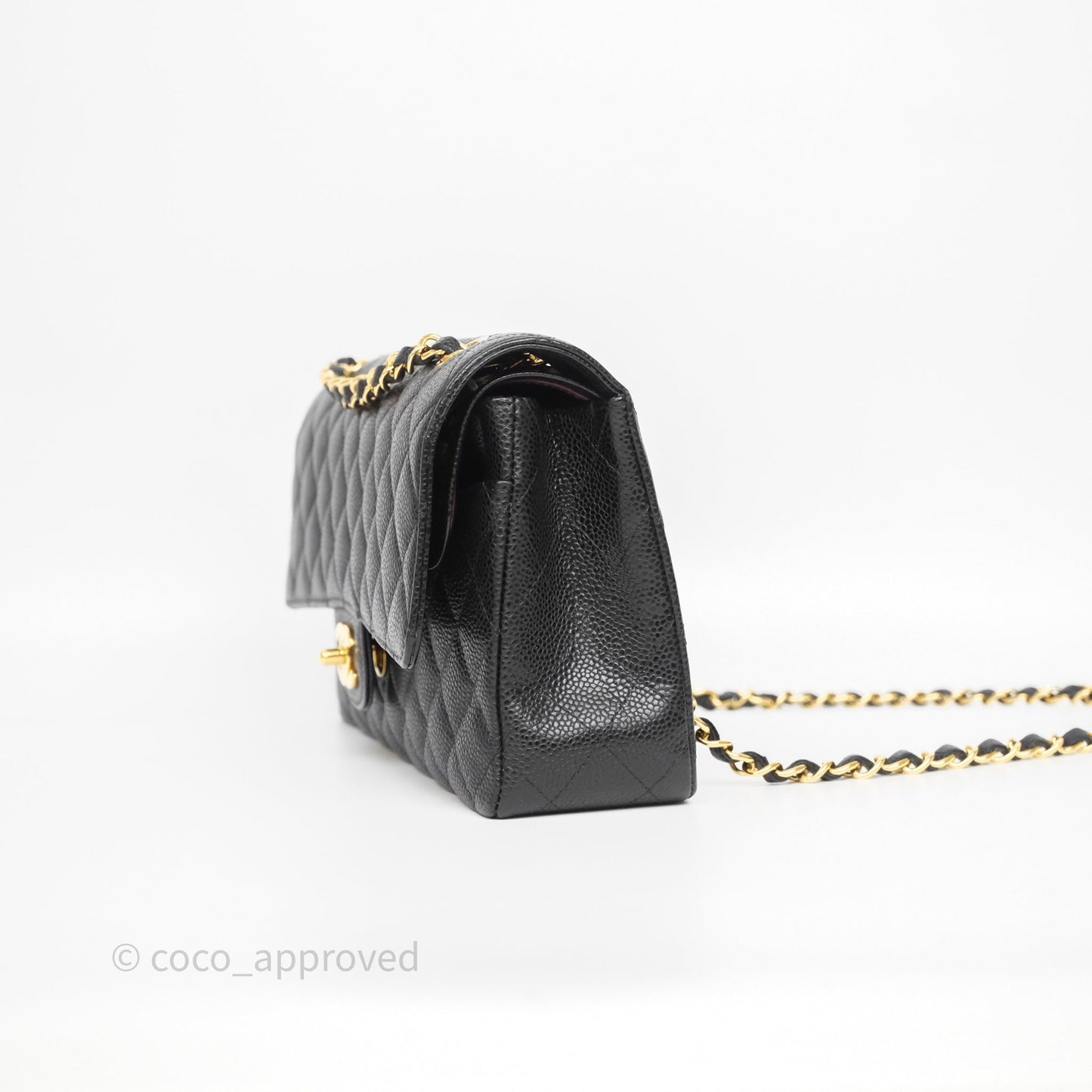 Chanel Classic M/L Medium Double Flap Black Caviar Gold Hardware