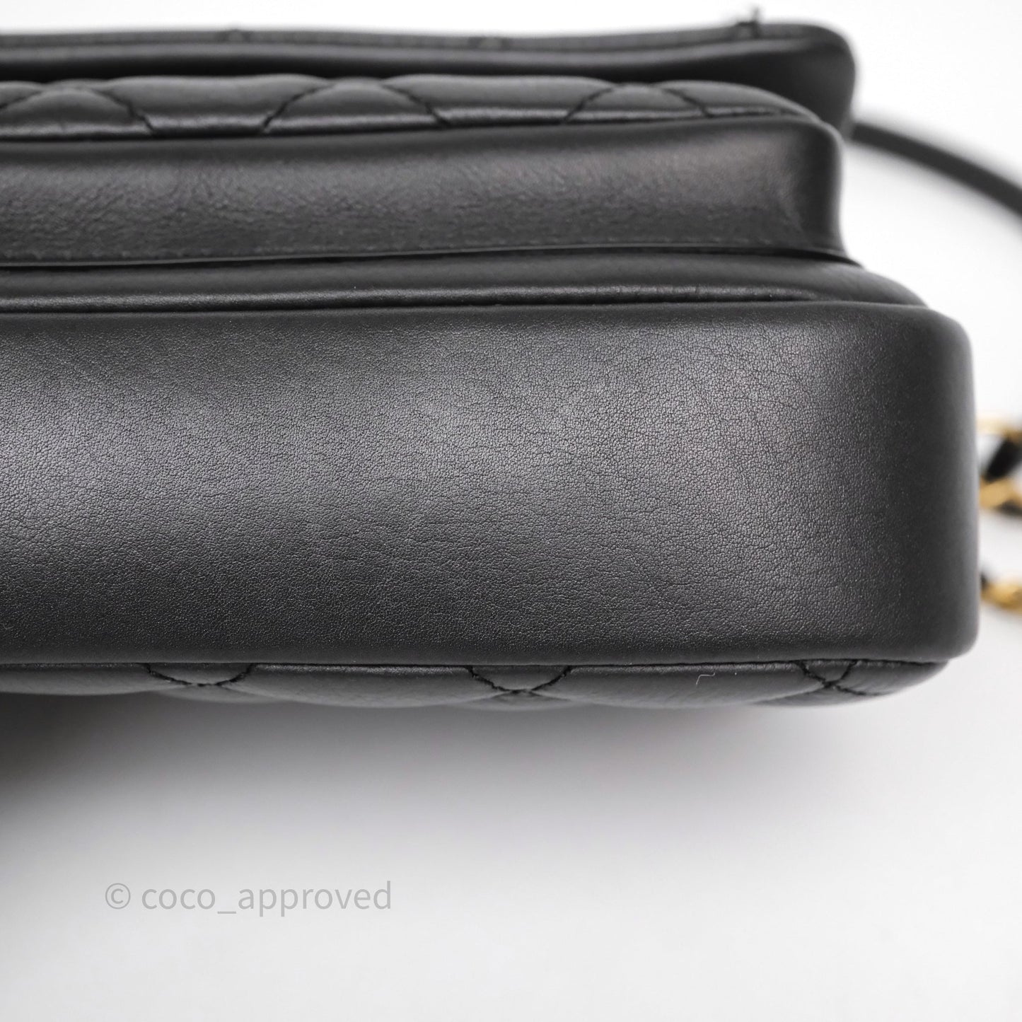 Chanel Quilted Handle Flap Bag Black Calfskin Aged Gold Hardware